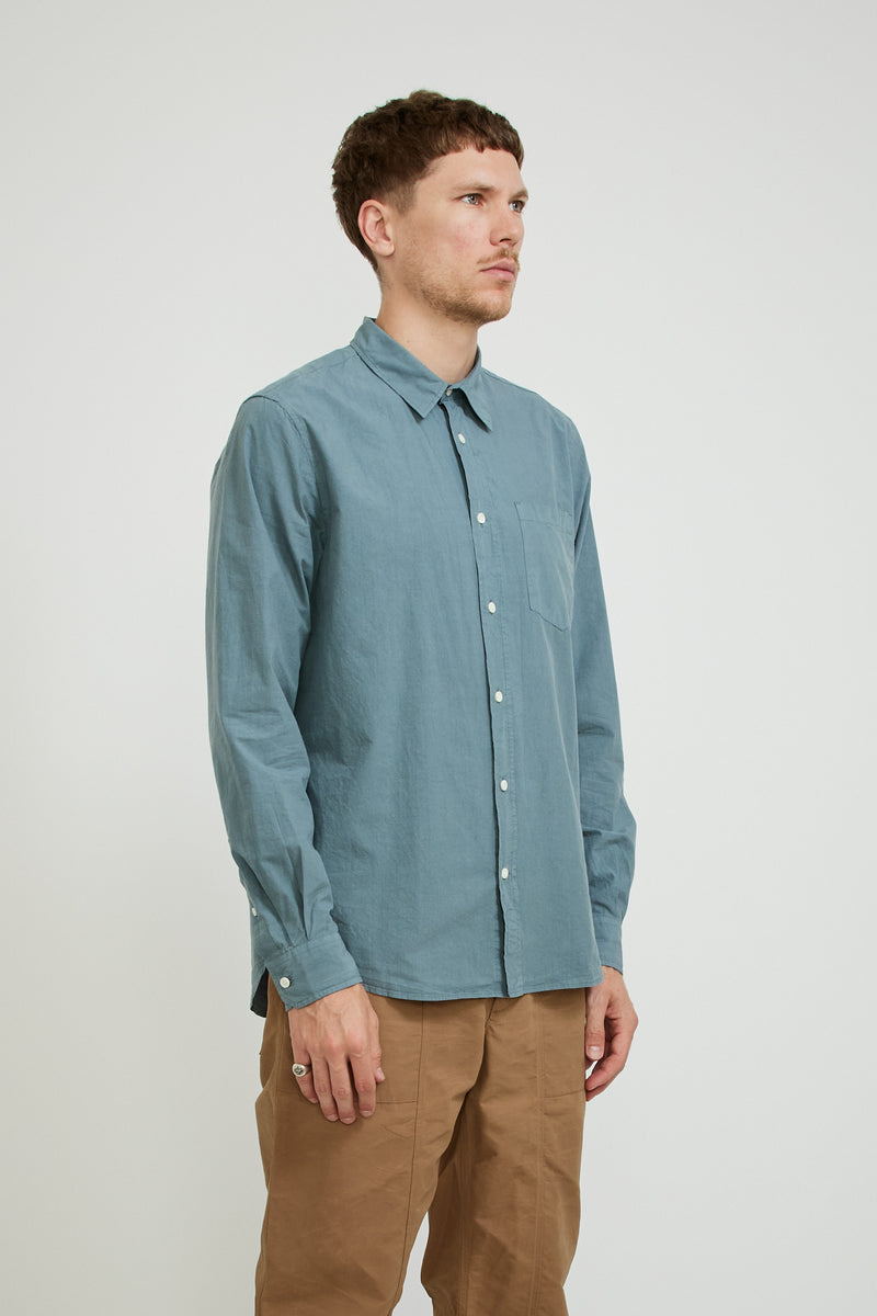 Norse Projects Osvald Cotton Tencel Shirt Light Stone Blue | Maplestore