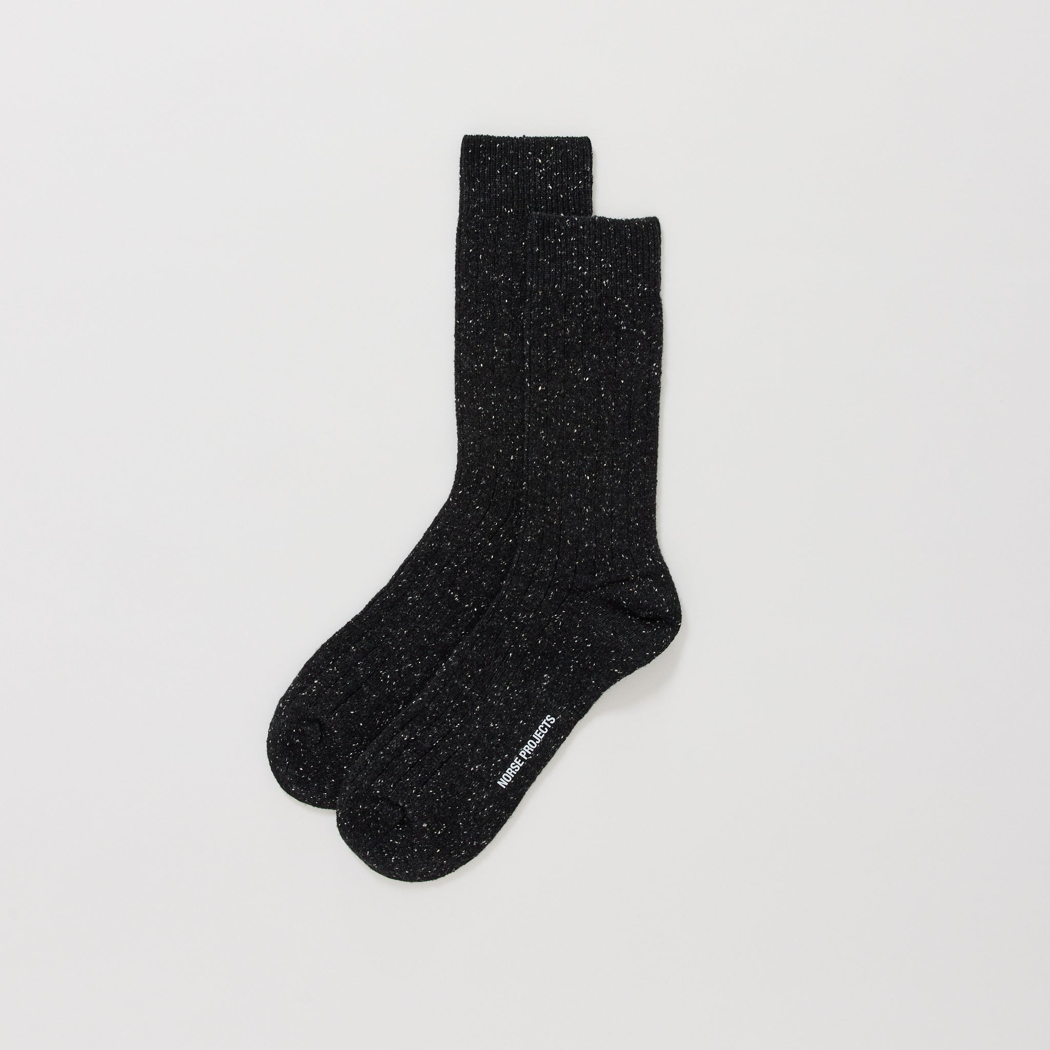 Norse Projects | Bjarki Neps Wool Rib Sock Charcoal Melange | Maplestore