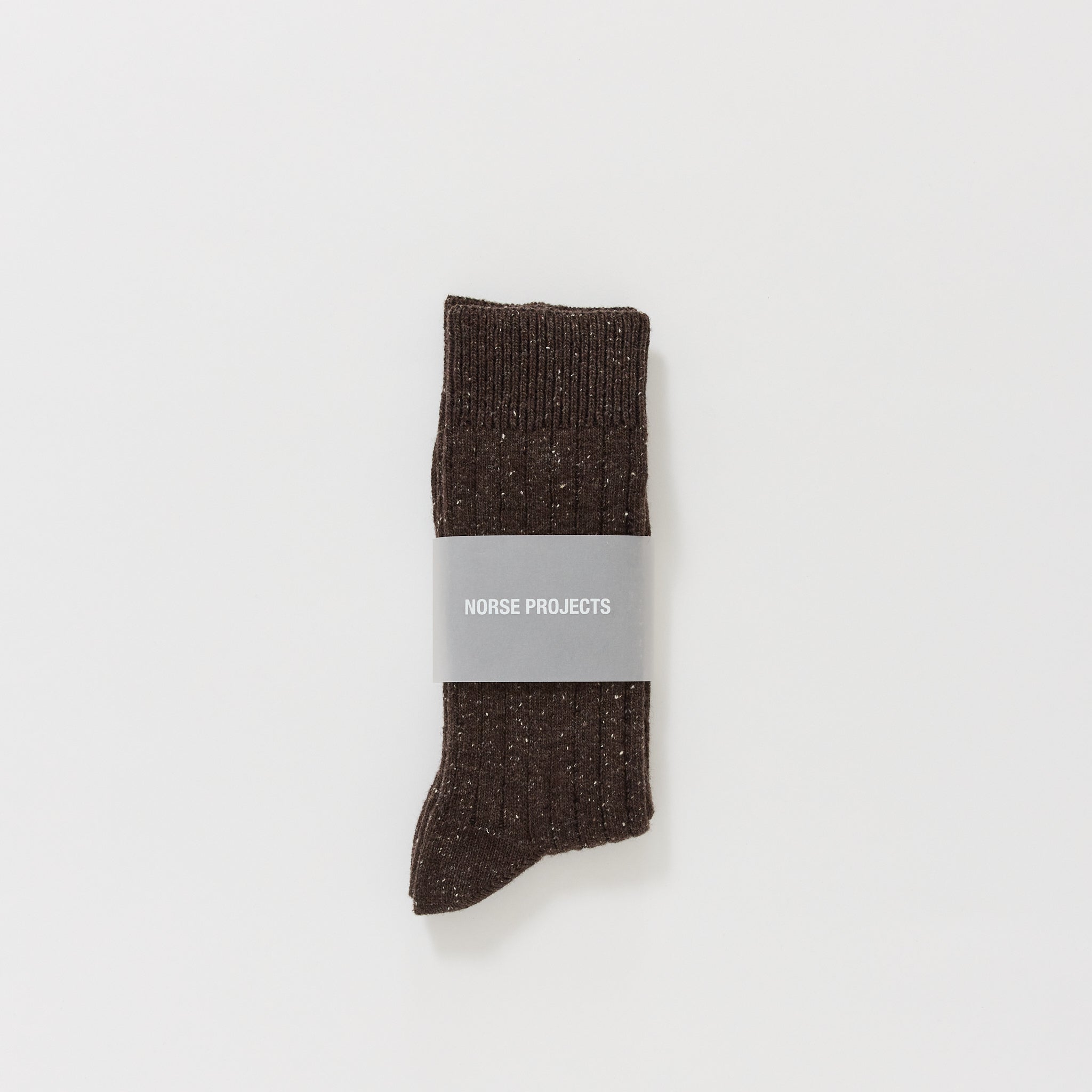 Norse Projects | Bjarki Neps Wool Rib Sock Seal Brown | Maplestore