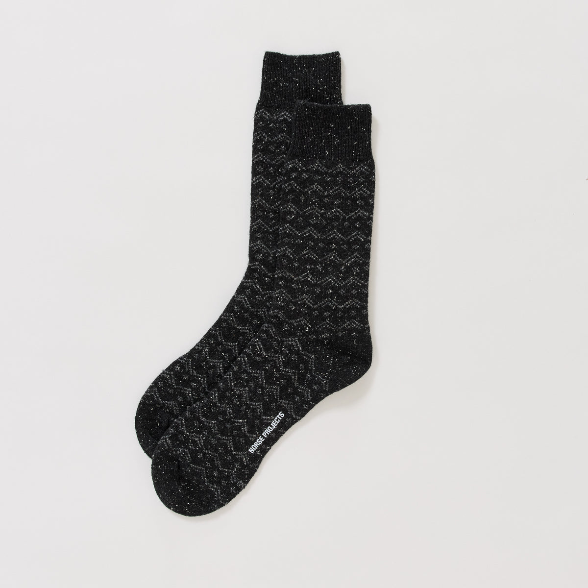 Bykle Neps Wool Fairisle Sock Charcoal Melange