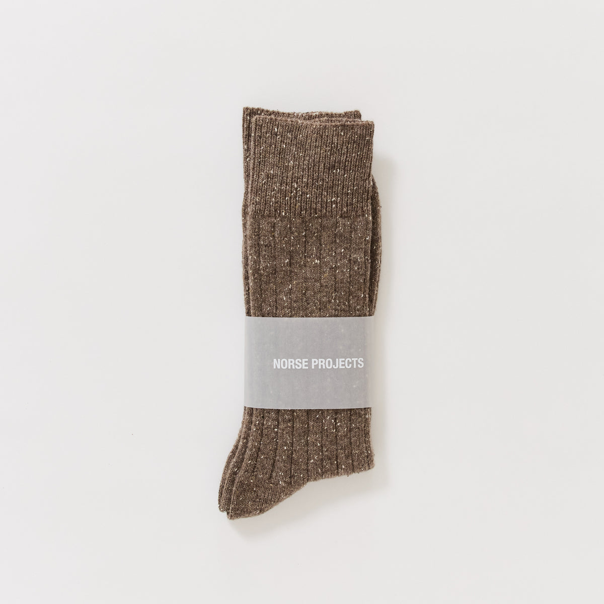 Bykle Neps Wool Rib Sock Walnut