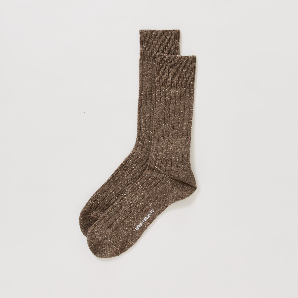 Bykle Neps Wool Rib Sock Walnut