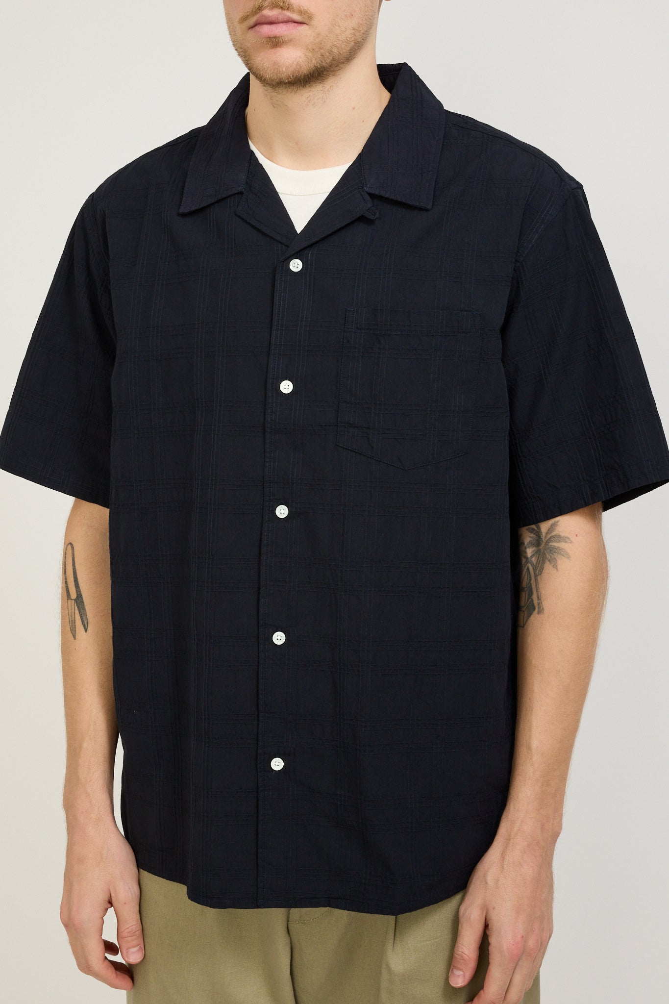 Norse Projects | Carsten Relaxed Dobby Check Shirt Dark Navy | Maplestore