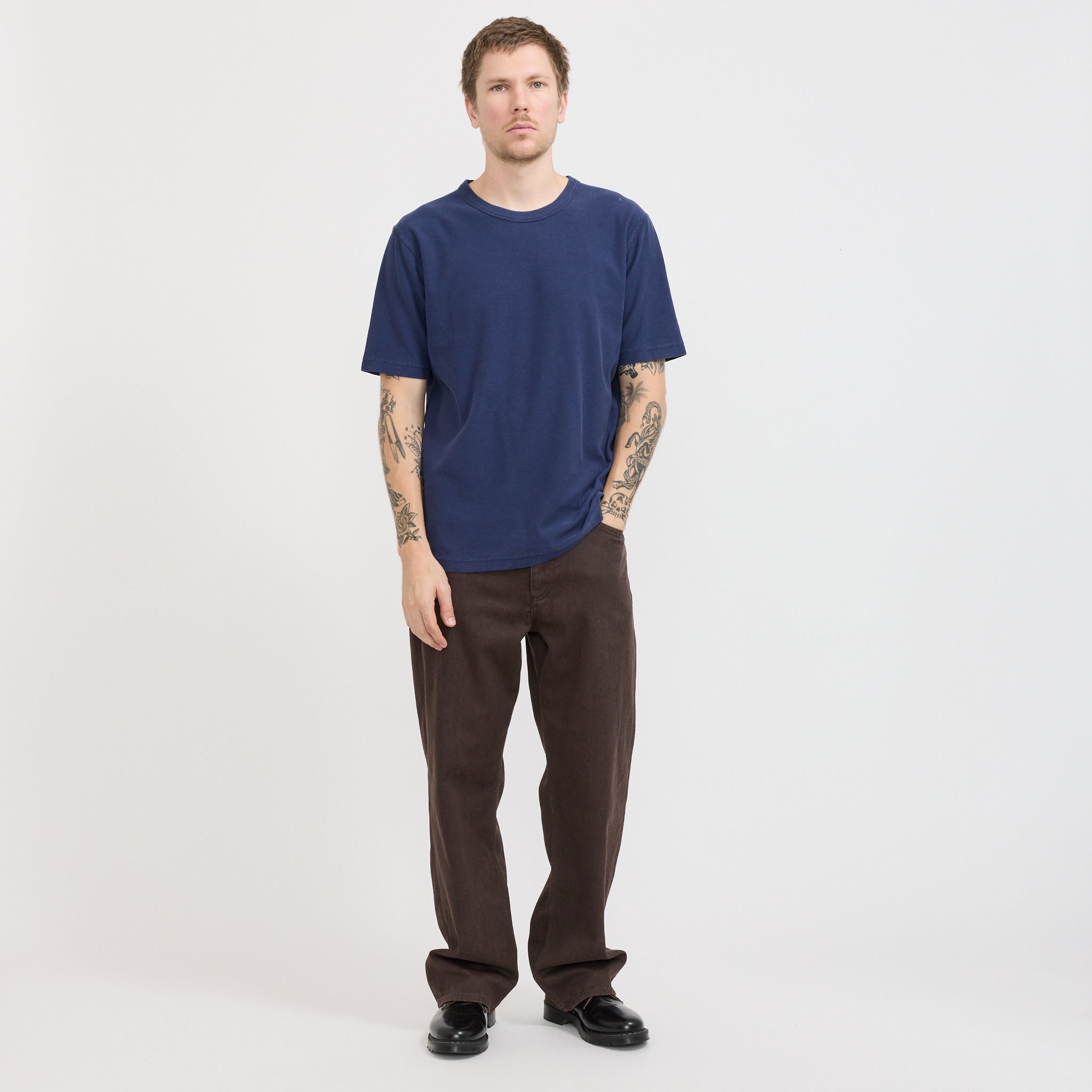 Norse Projects | Elmelunde Organic Dry Cotton GMD T-Shirt Workwear Blue | Maplestore
