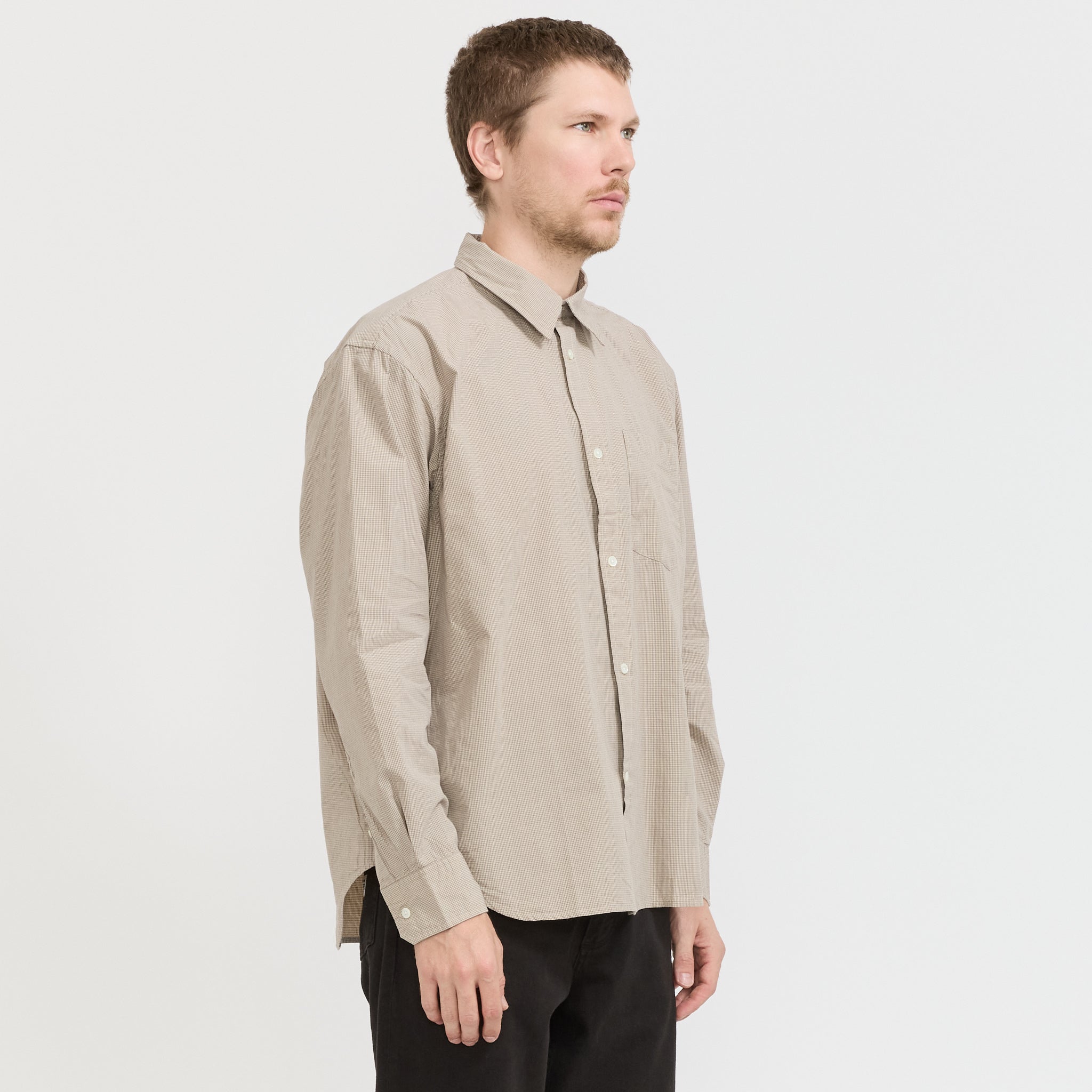 Norse Projects | Espevik Oversize Micro Poplin Check Shirt Oatmeal | Maplestore