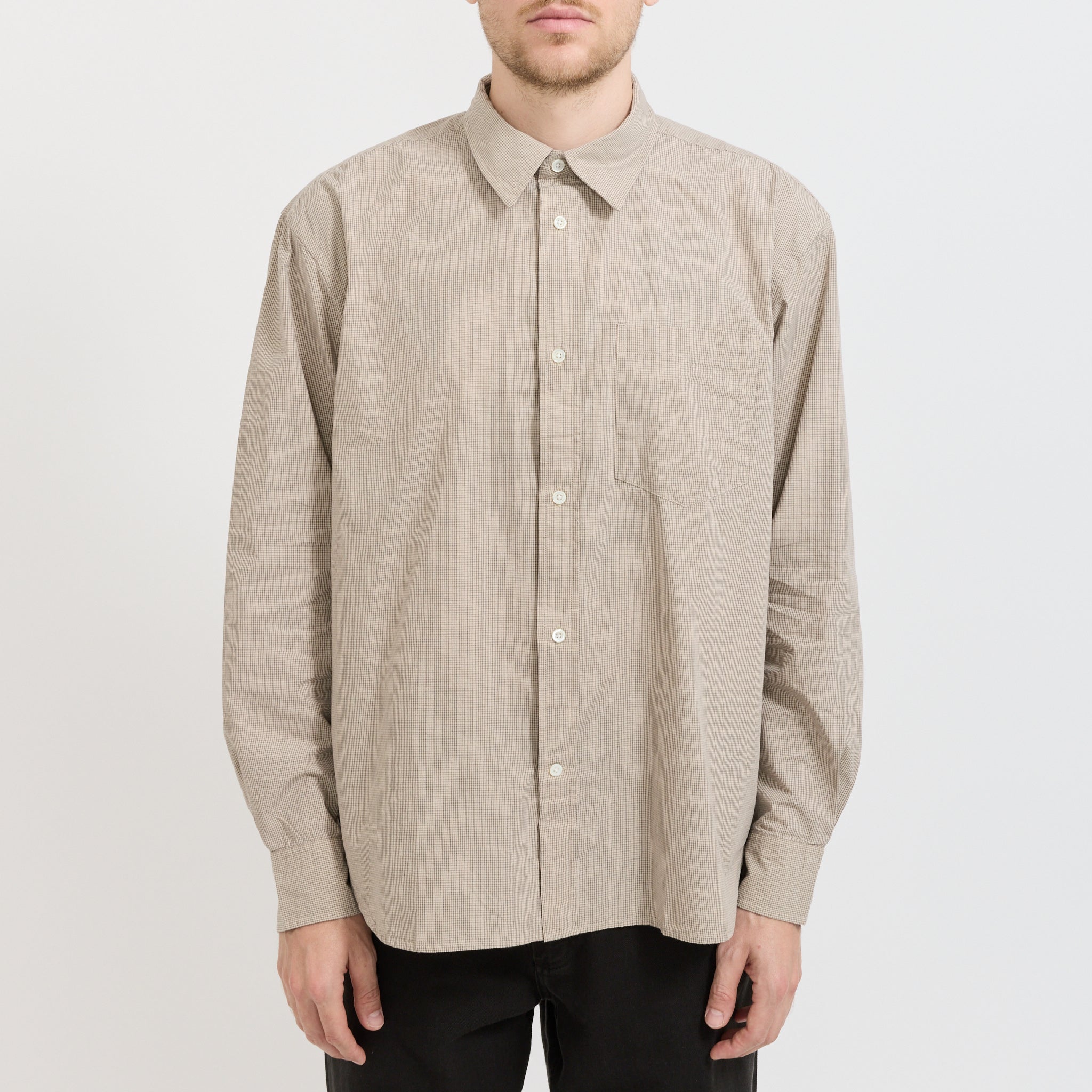 Norse Projects | Espevik Oversize Micro Poplin Check Shirt Oatmeal | Maplestore