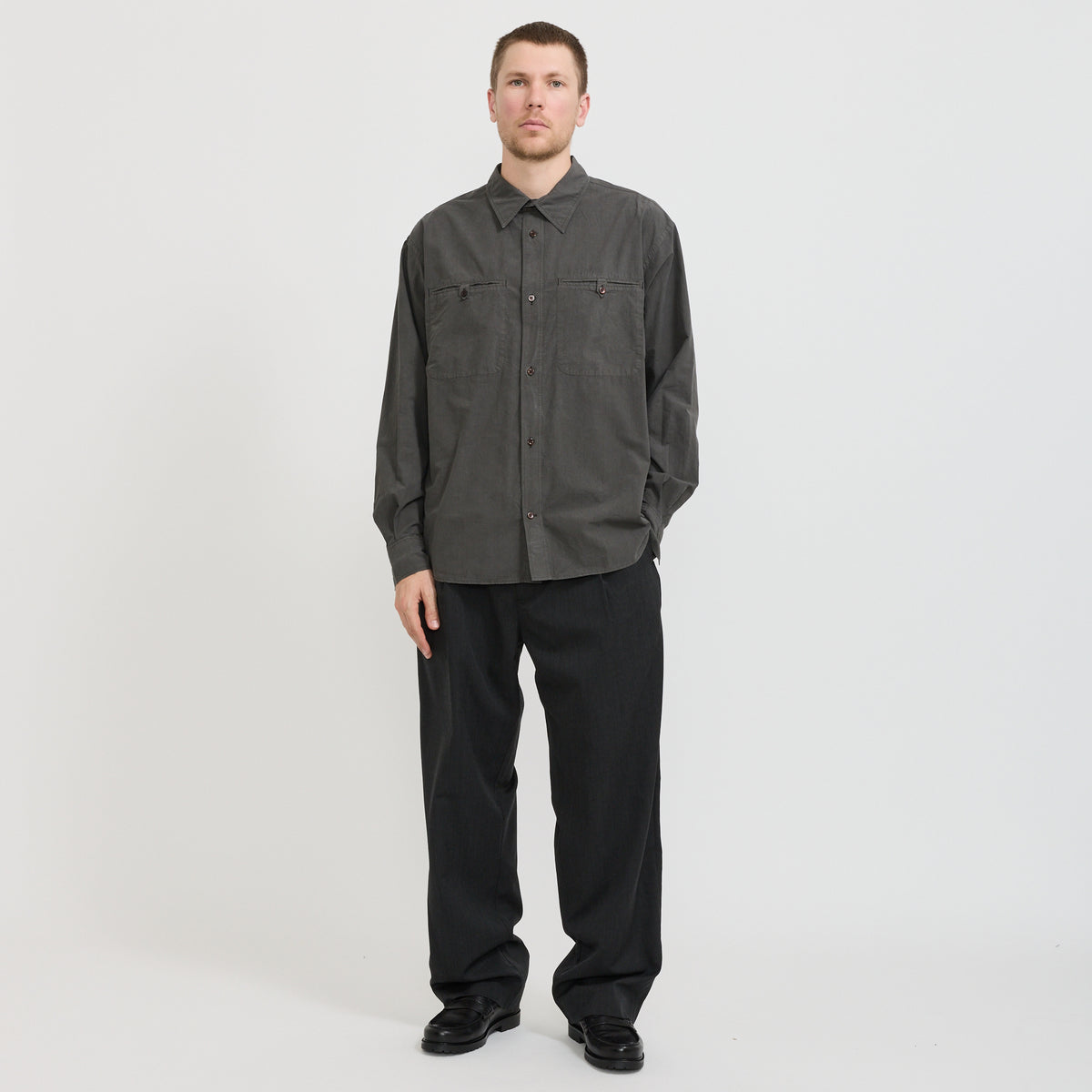 Norse Projects | Falster Cotton Tencel Jet Oversize Shirt Beluga | Maplestore