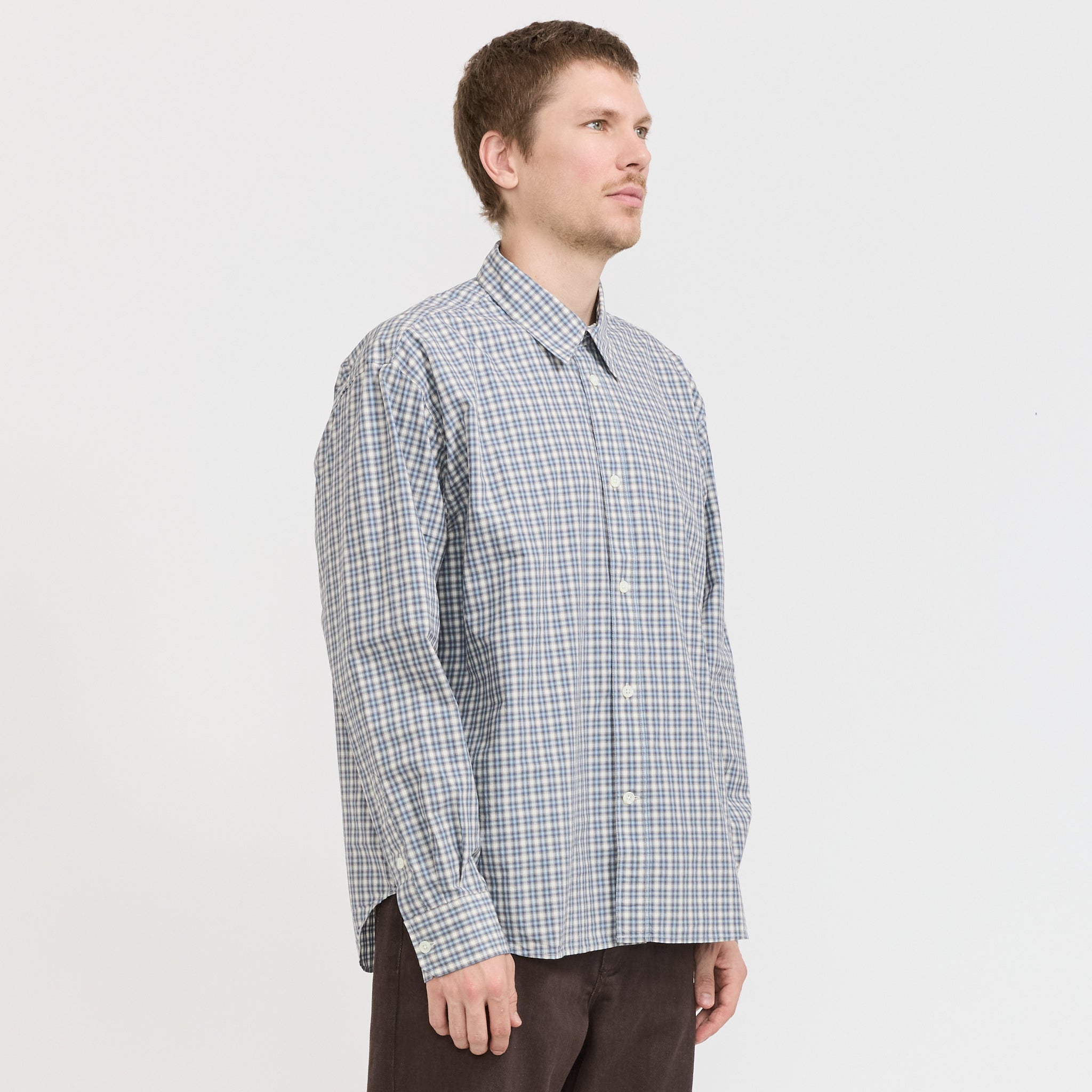 Norse Projects | Falster Fine Check Oversize Shirt Cerulean | Maplestore