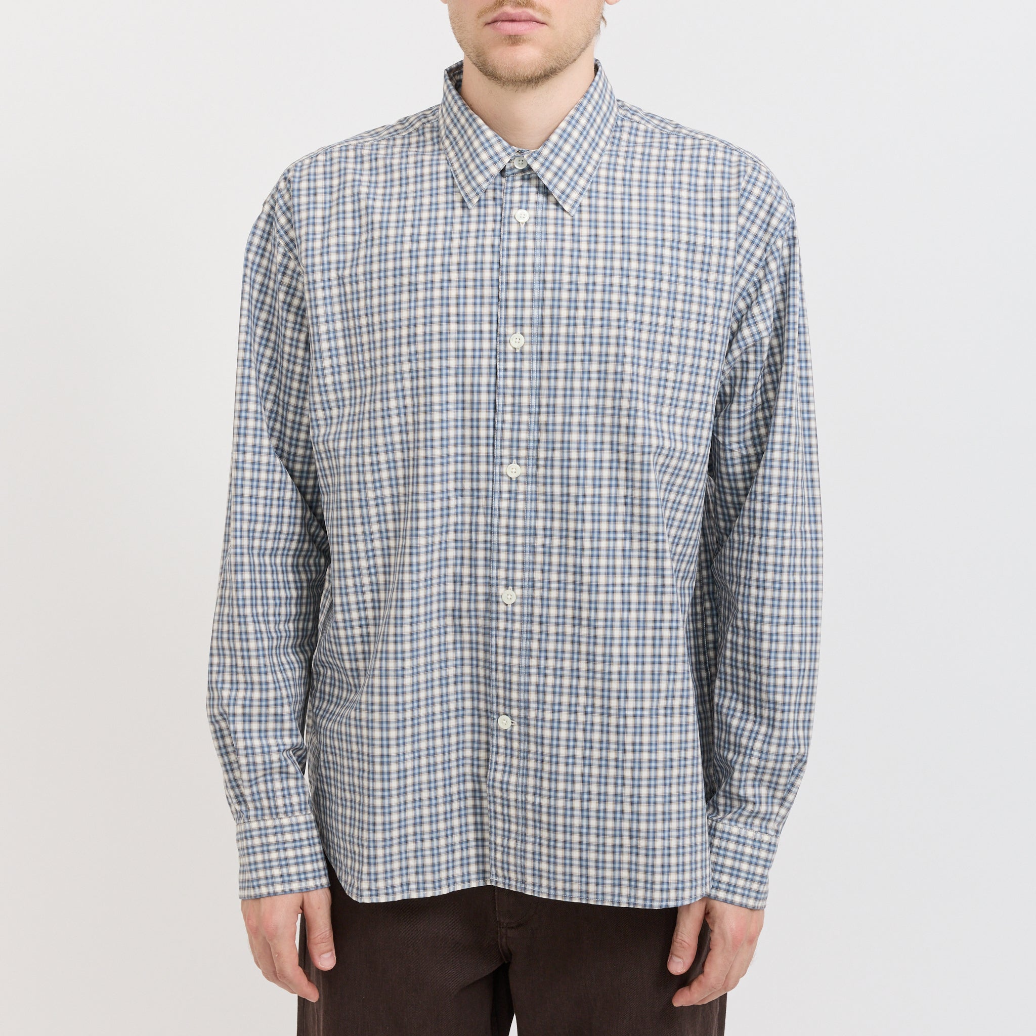Norse Projects | Falster Fine Check Oversize Shirt Cerulean | Maplestore