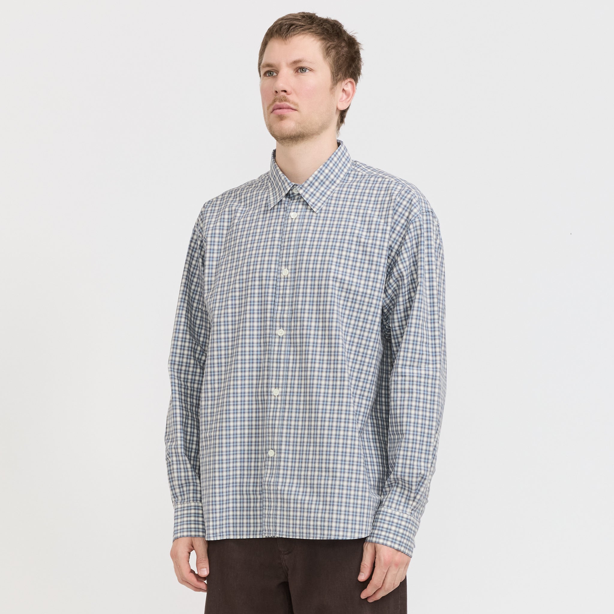 Norse Projects | Falster Fine Check Oversize Shirt Cerulean | Maplestore