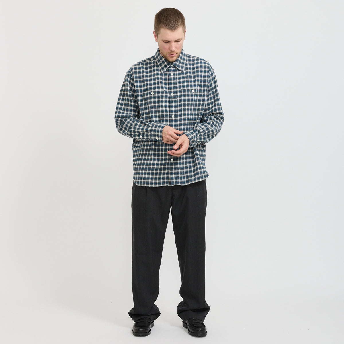 Norse Projects | Falster Heavy Check Shirt North Sea | Maplestore