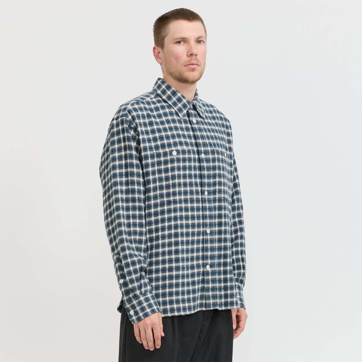 Norse Projects | Falster Heavy Check Shirt North Sea | Maplestore