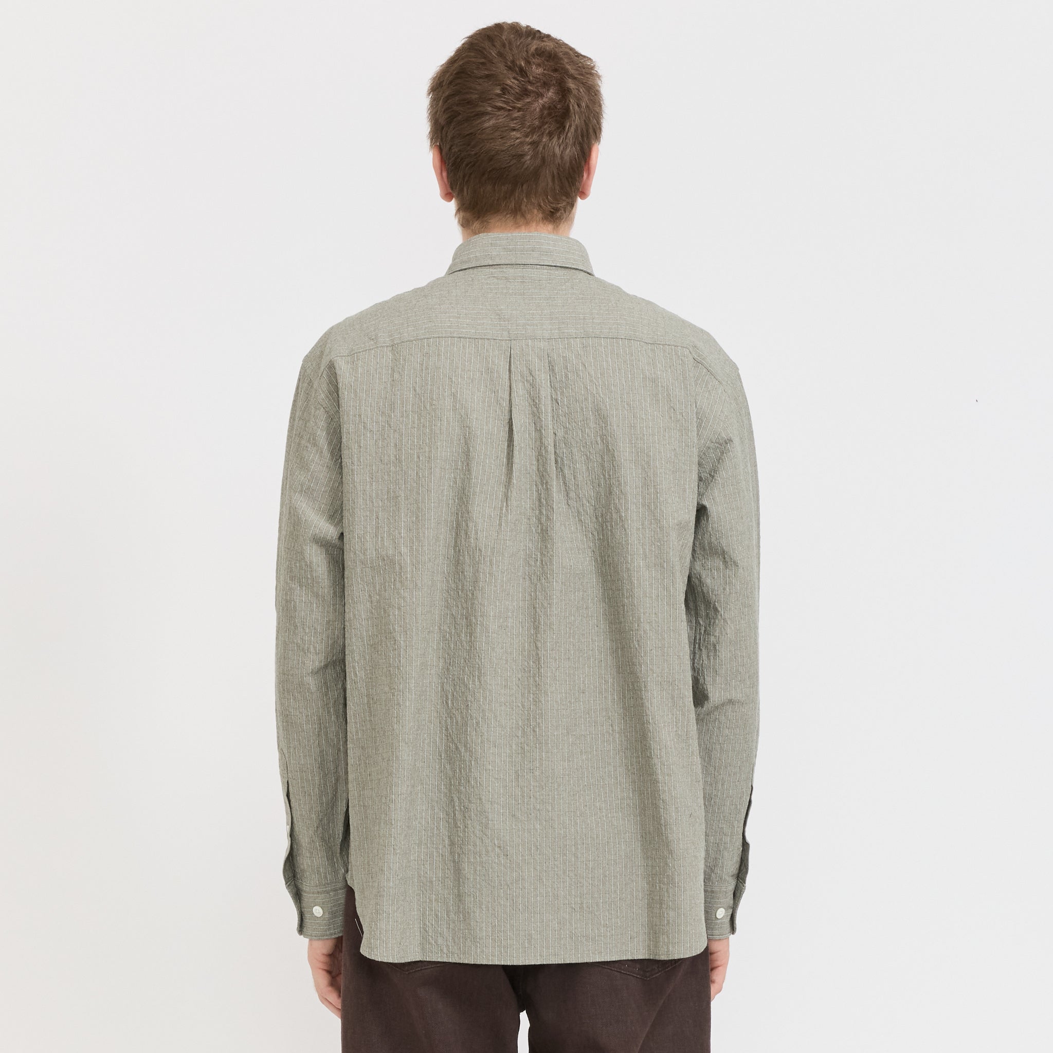 Norse Projects | Falster Oversized Textured Stripe Shirt Vetiver | Maplestore