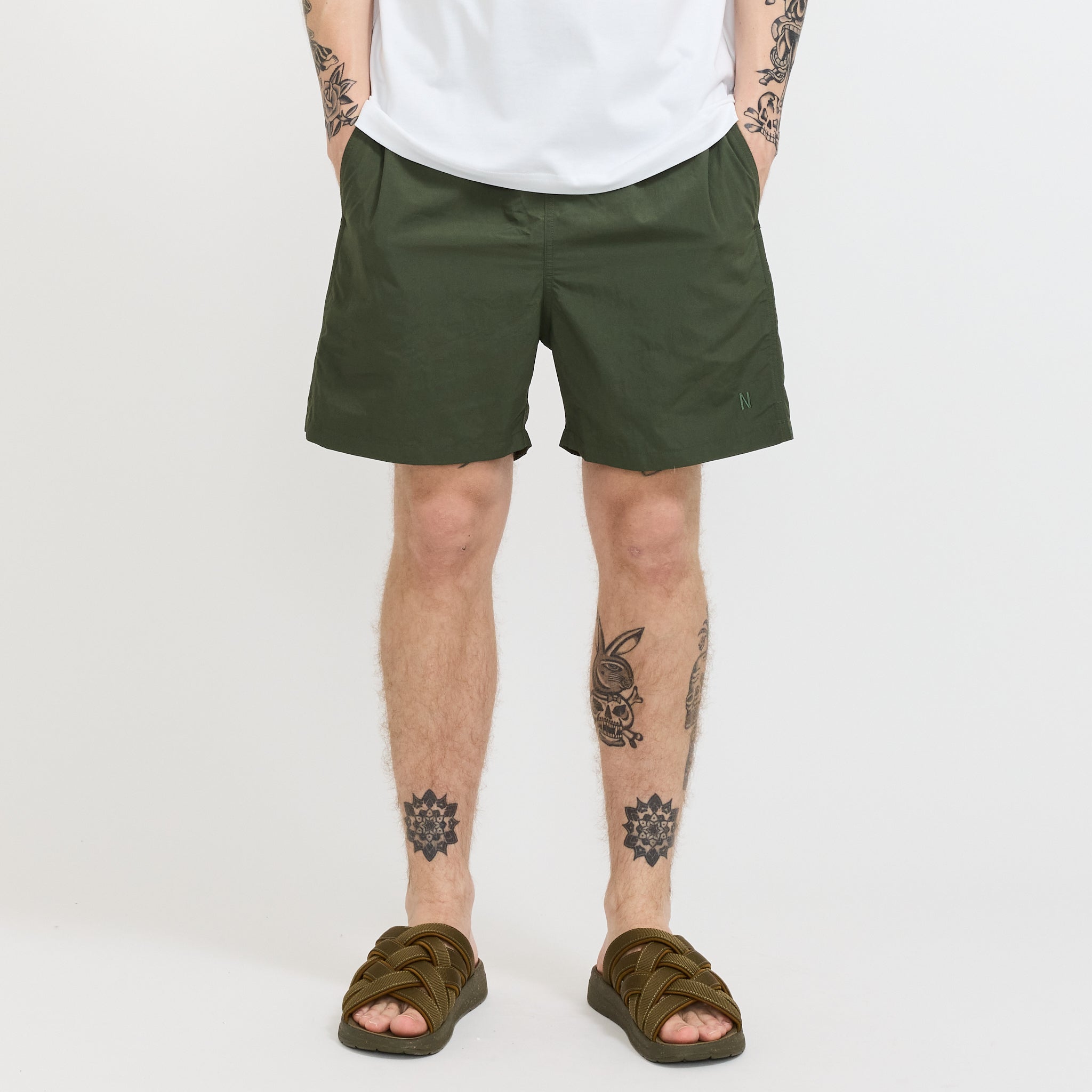Norse Projects | Hauge Recycled Nylon Swimmers Spruce Green | Maplestore