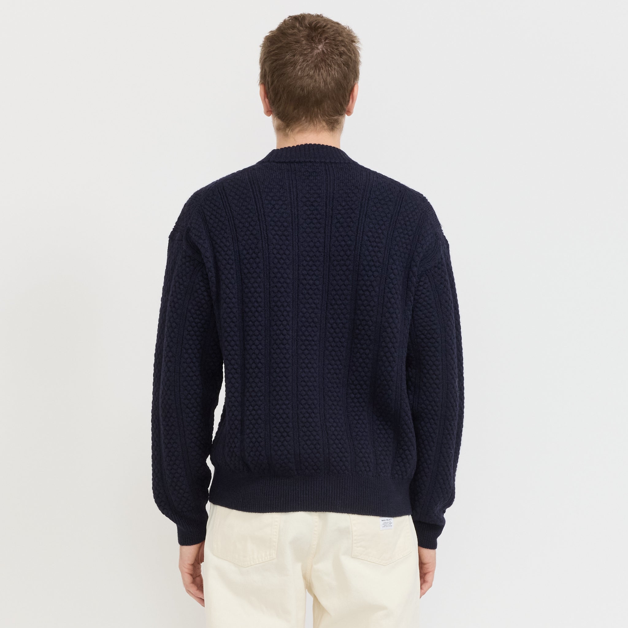 Norse Projects | Hirtshals Bubble Rib Knit Crewneck Dark Navy | Maplestore