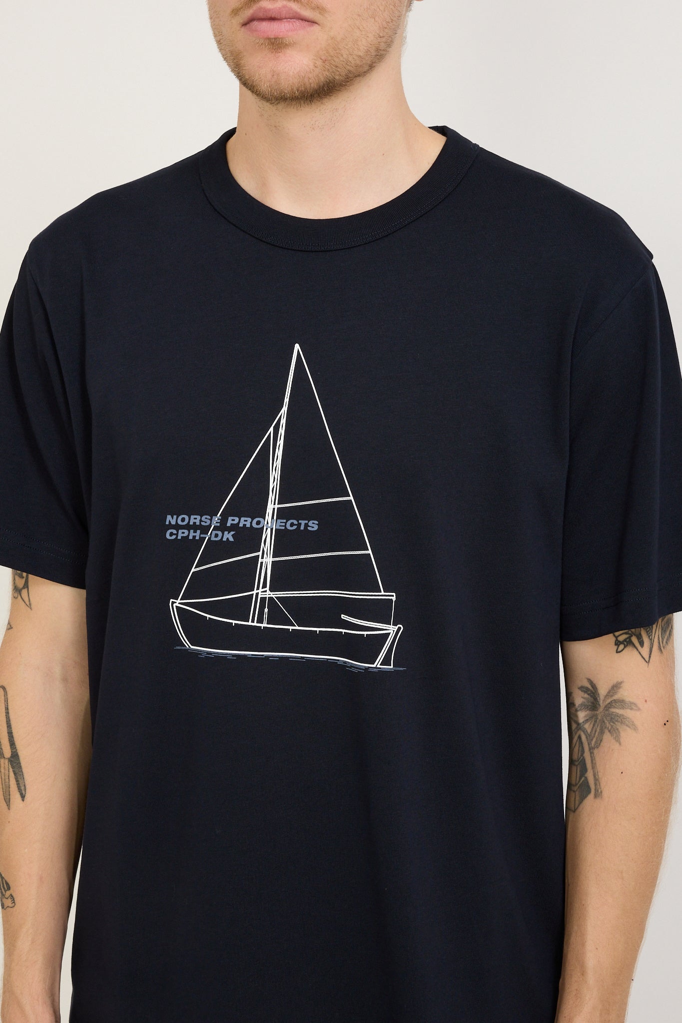 Norse Projects | Holger Organic Boat Print T Shirt Dark Navy | Maplestore