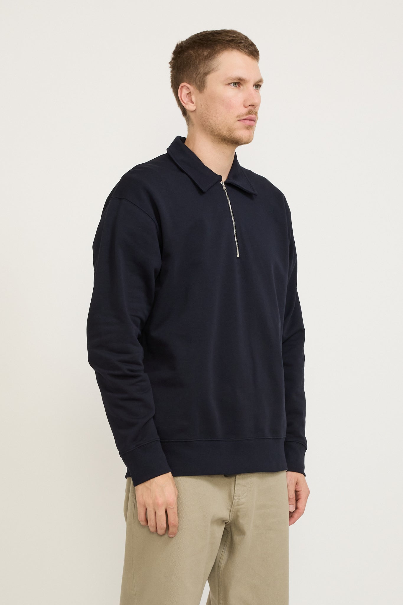 Norse Projects | Ketel Relaxed Organic Half Zip Sweater Dark Navy | Maplestore
