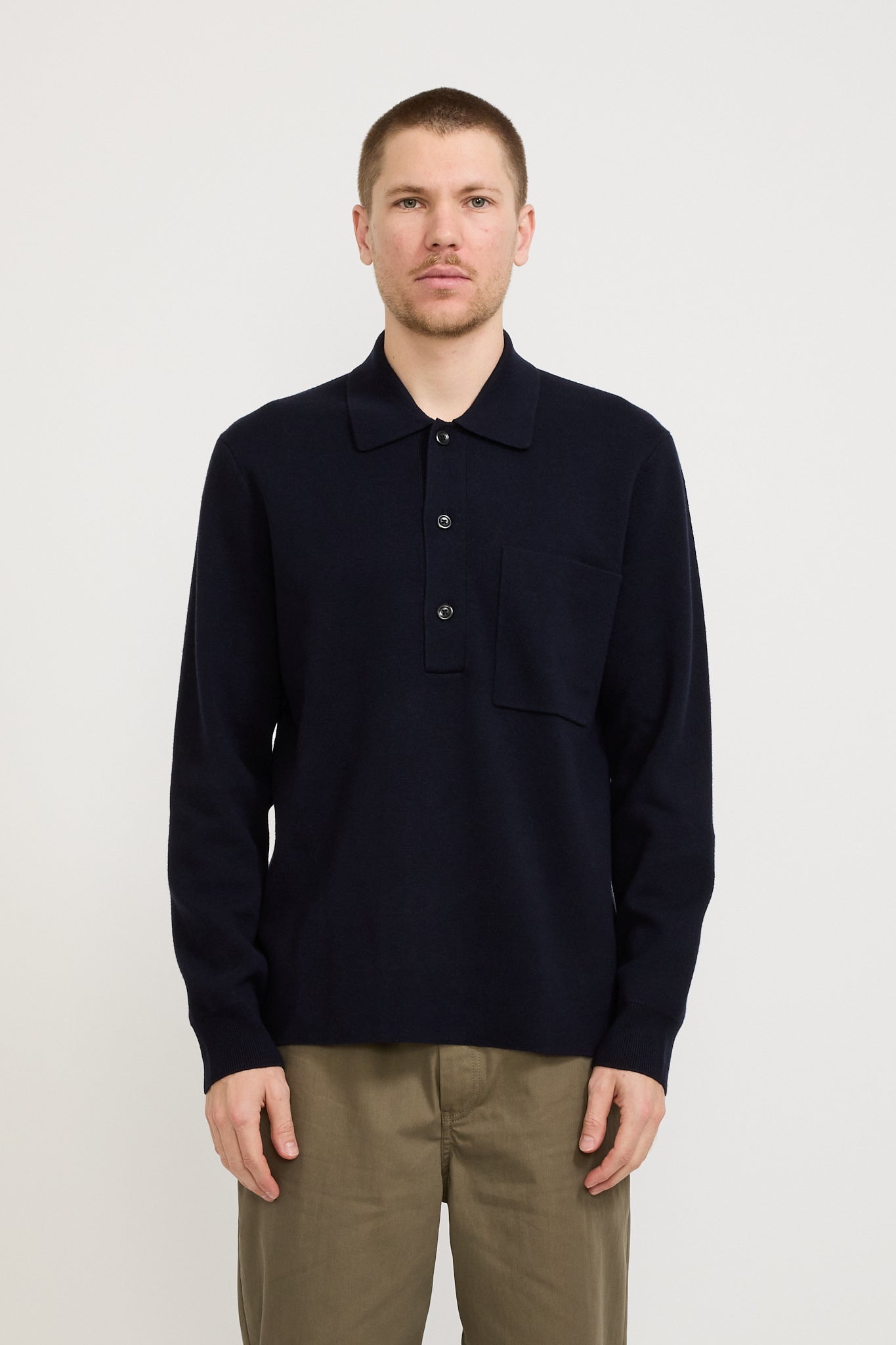 Norse Projects | Kian Merino Cotton Milano Polo Dark Navy | Maplestore