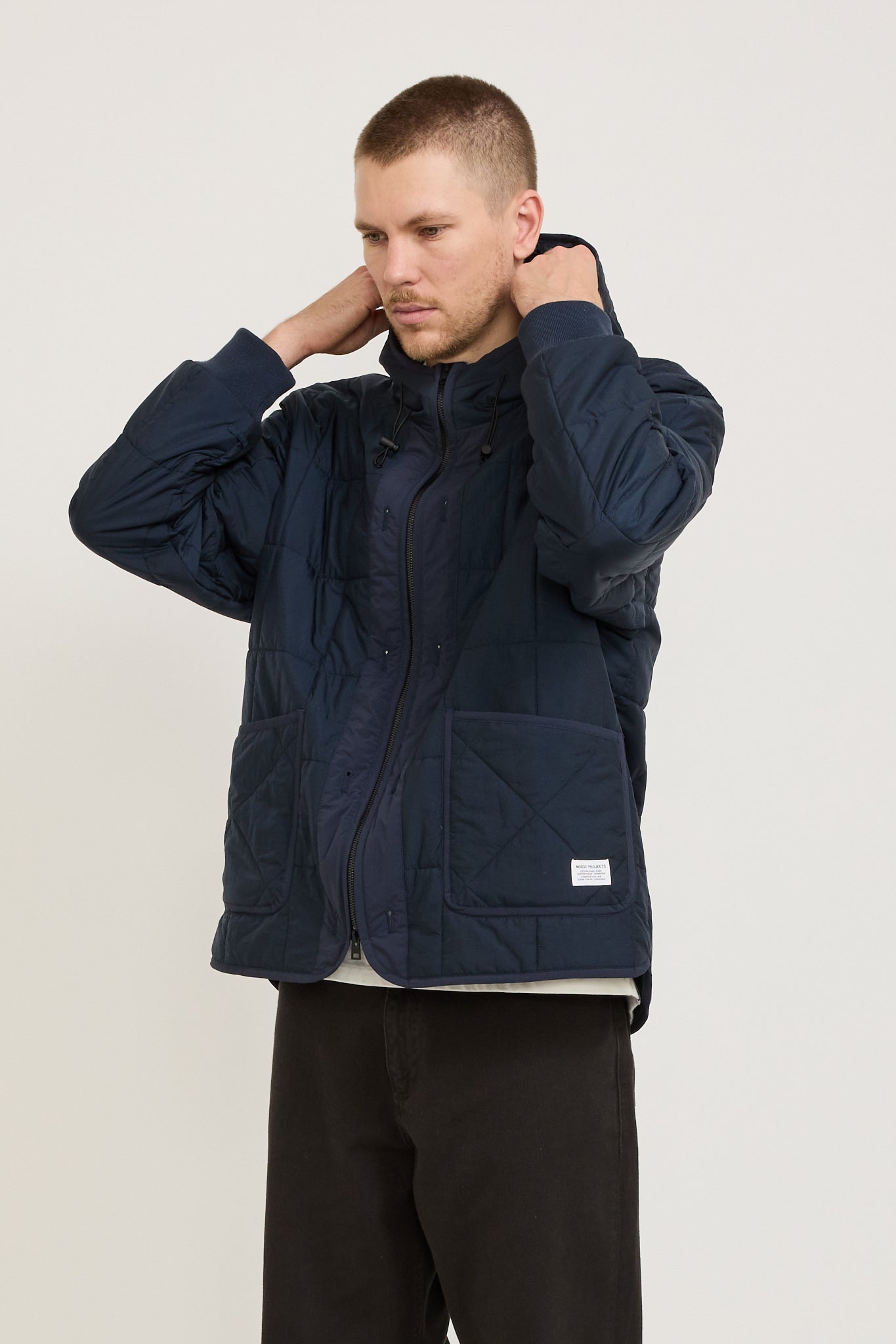 Military Hooded Liner Jacket Dark Navy