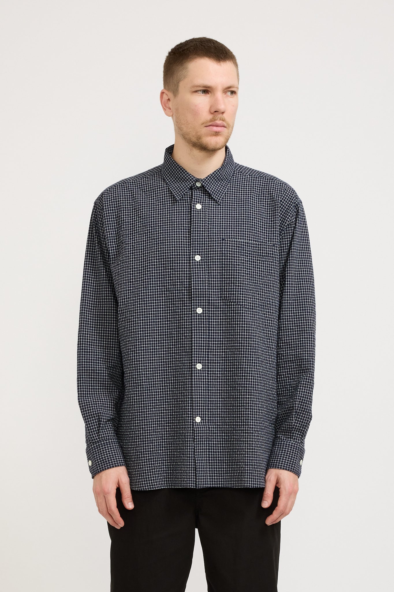 Norse Projects | Mo Check Oversized Shirt Dark Navy | Maplestore