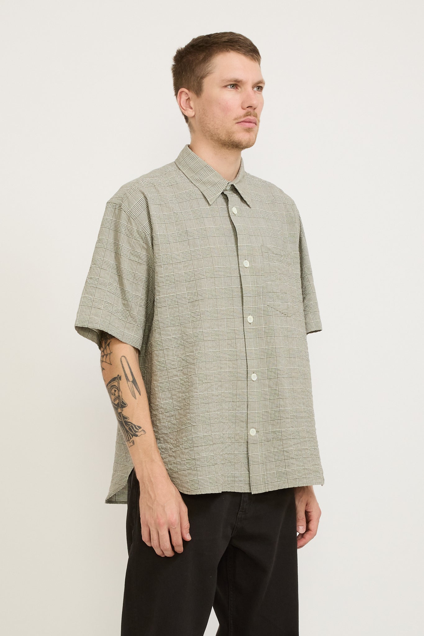 Norse Projects | Mo Oversized Check SS Shirt Moss Green | Maplestore