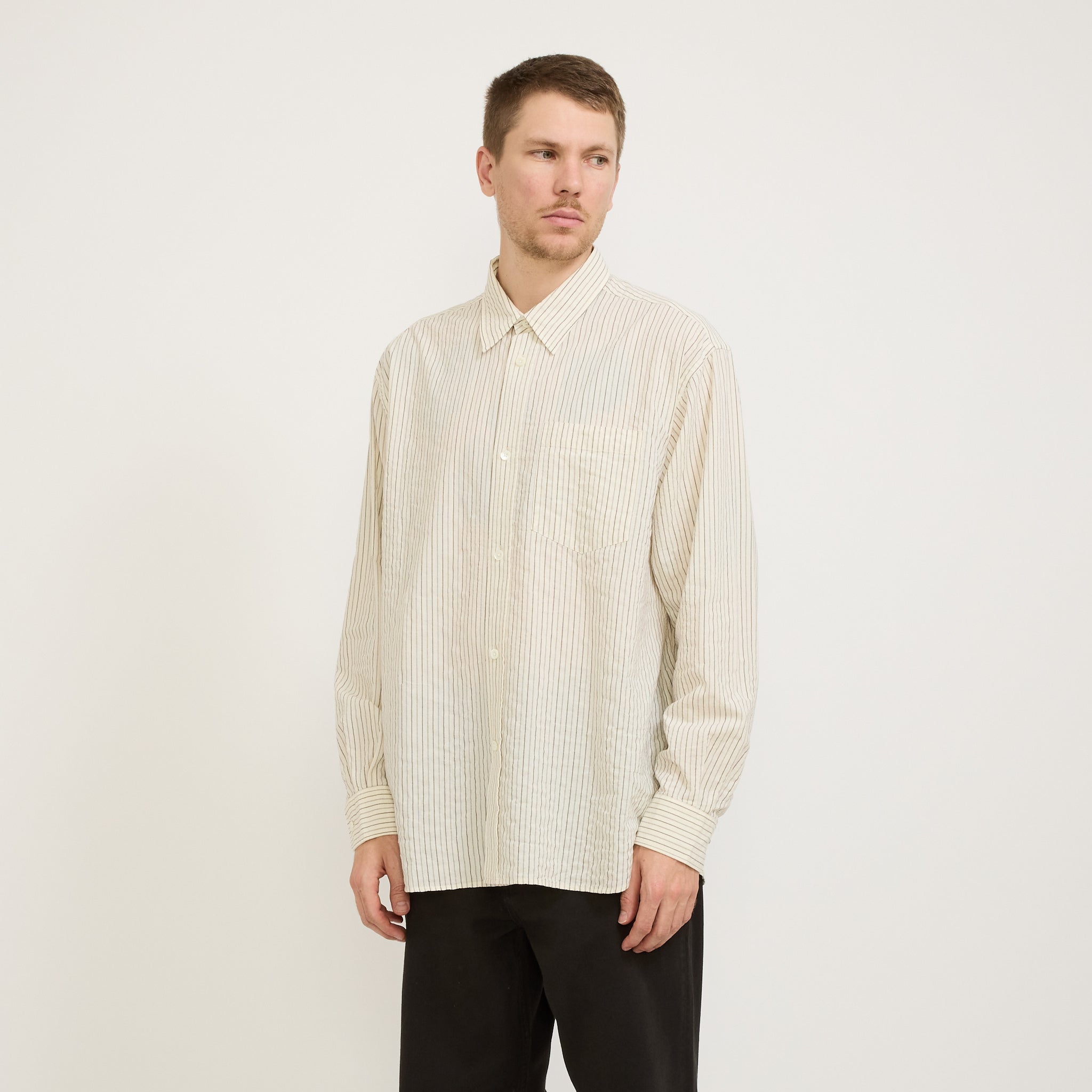 Mo Oversized Striped Shirt Chestnut