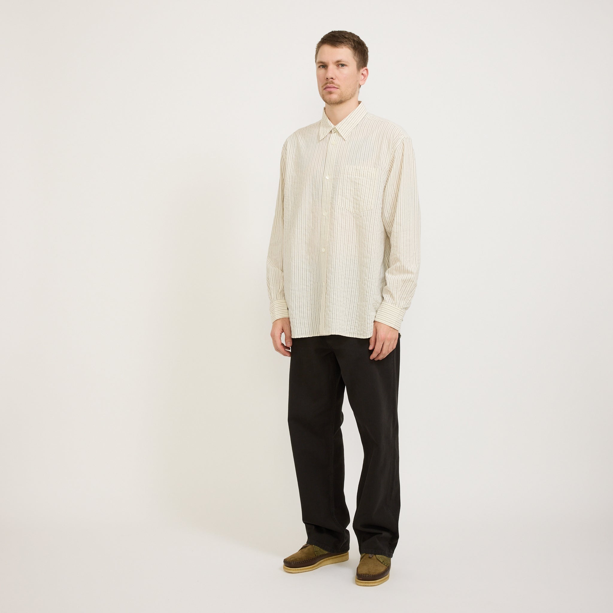 Mo Oversized Striped Shirt Chestnut
