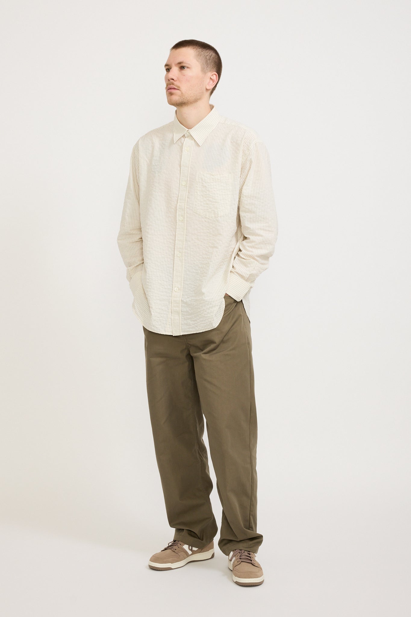 Norse Projects | Mo Oversized Striped Shirt Ecru | Maplestore