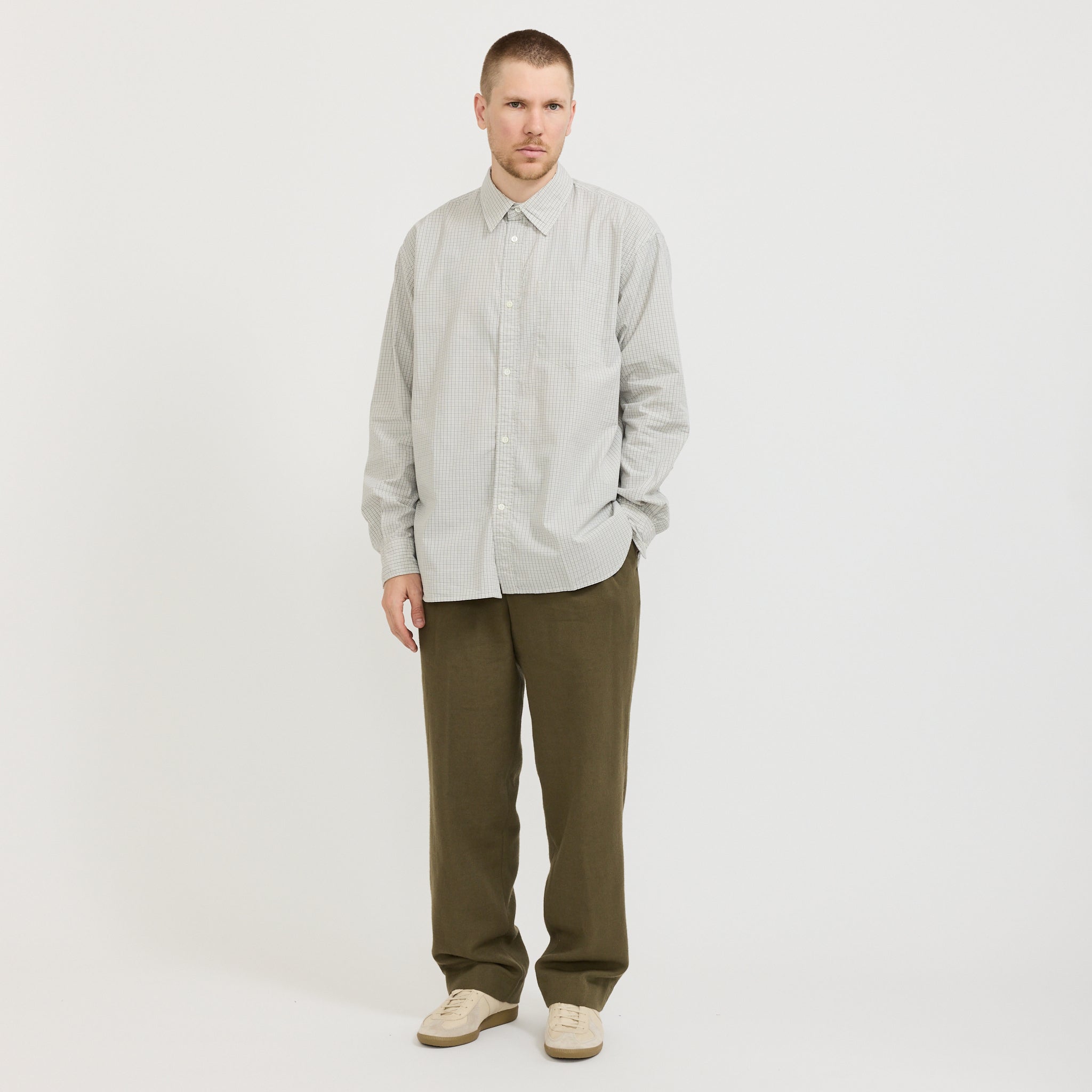 Ole Oversize Poplin Check Shirt Oatmeal