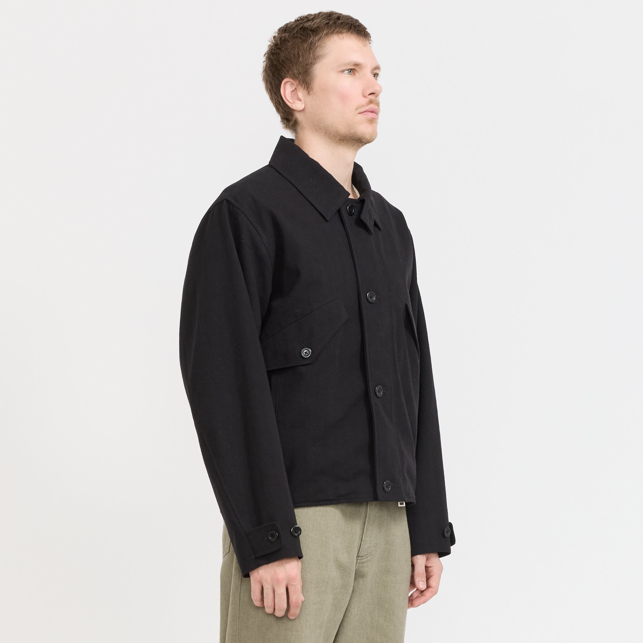 Norse Projects | Vandel Herringbone Twill Flight Jacket All Black | Maplestore