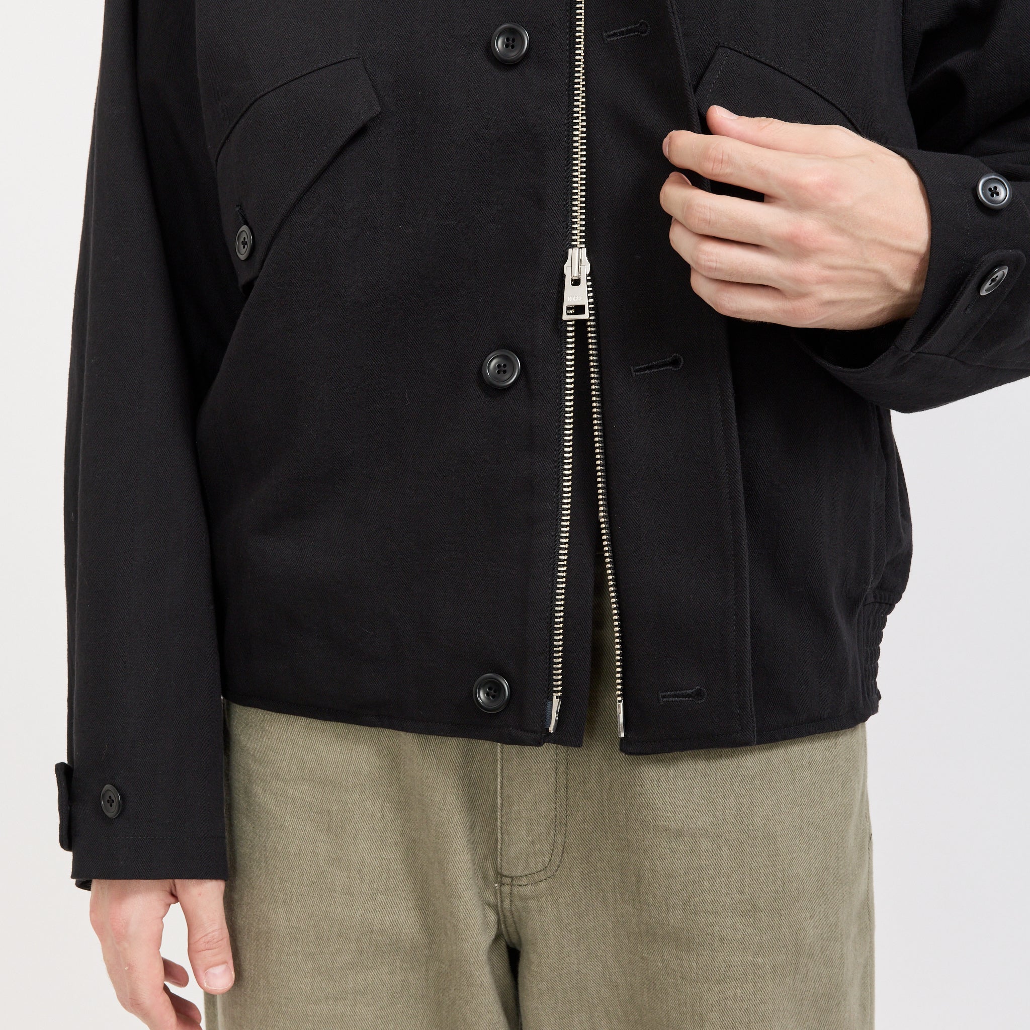 Norse Projects | Vandel Herringbone Twill Flight Jacket All Black | Maplestore