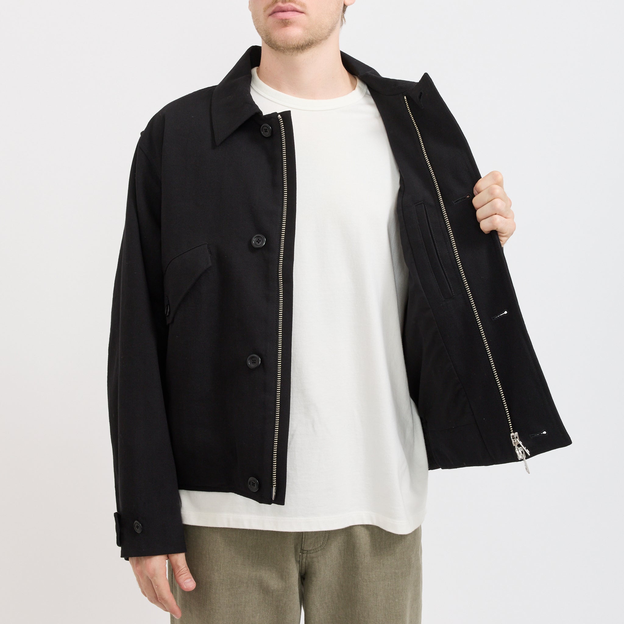 Norse Projects | Vandel Herringbone Twill Flight Jacket All Black | Maplestore