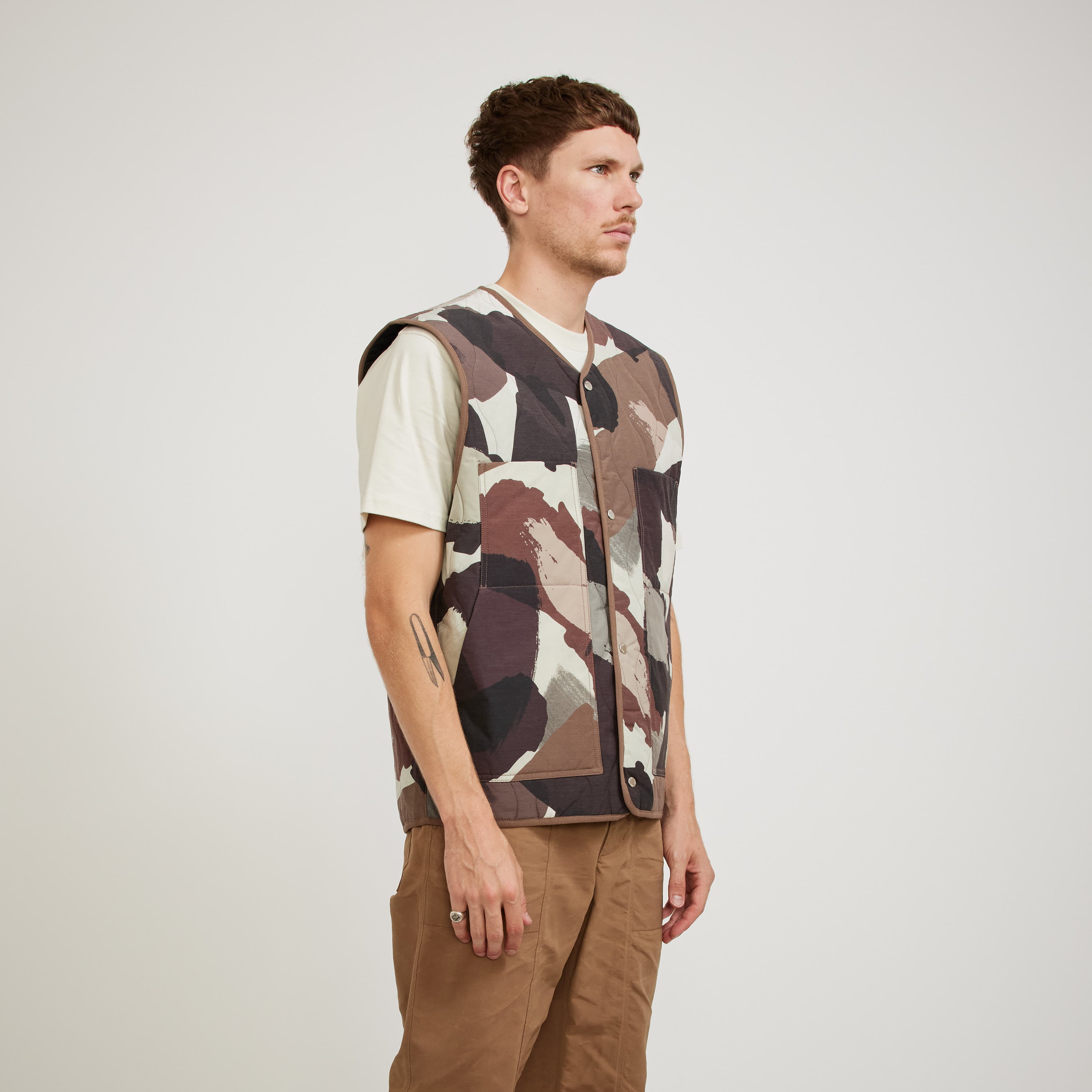 Peter Camo Nylon Insulated Vest Espresso