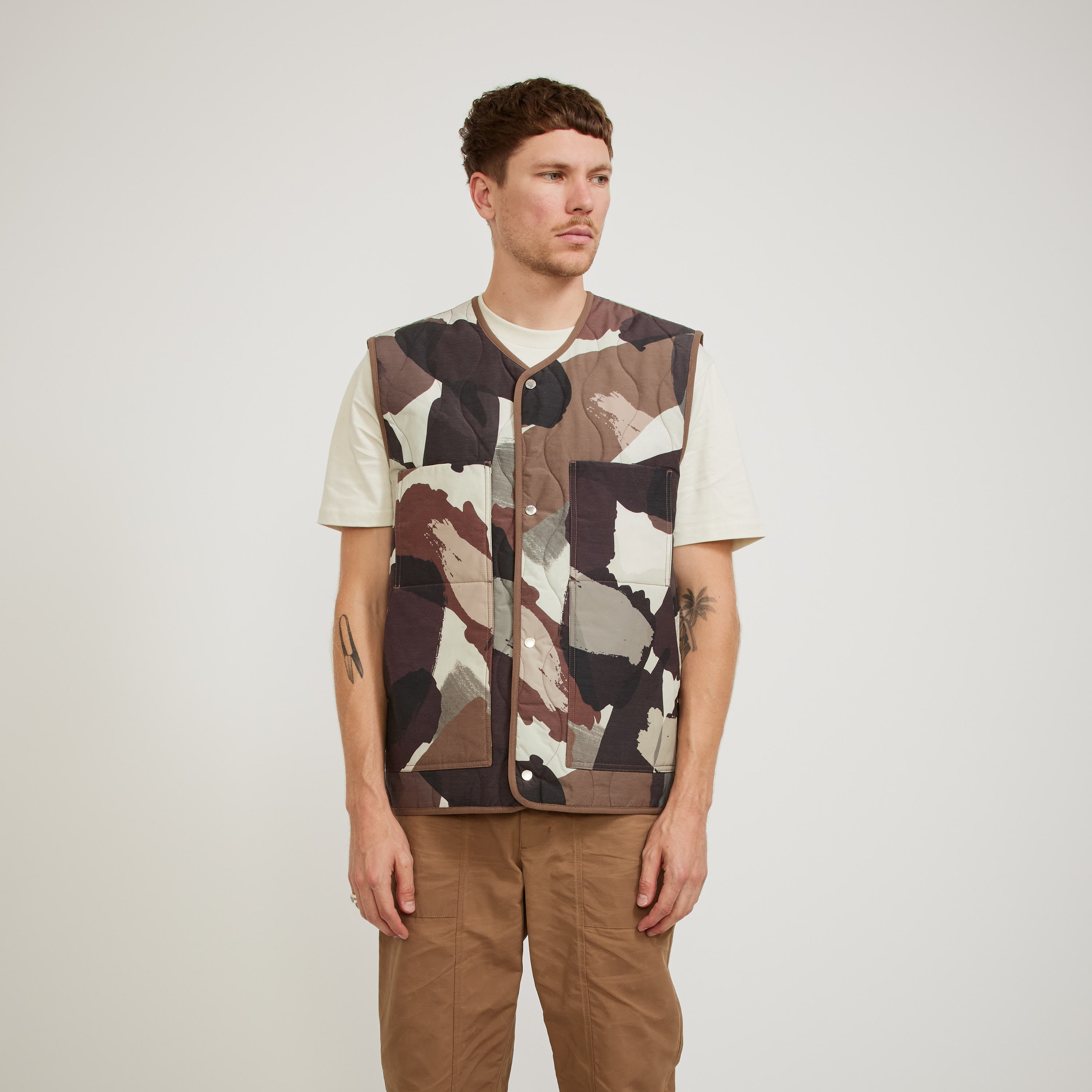 Peter Camo Nylon Insulated Vest Espresso