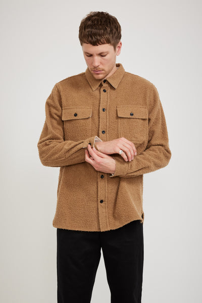 Norse Projects | Silas Textured Cotton Wool Overshirt Camel | Maplestore