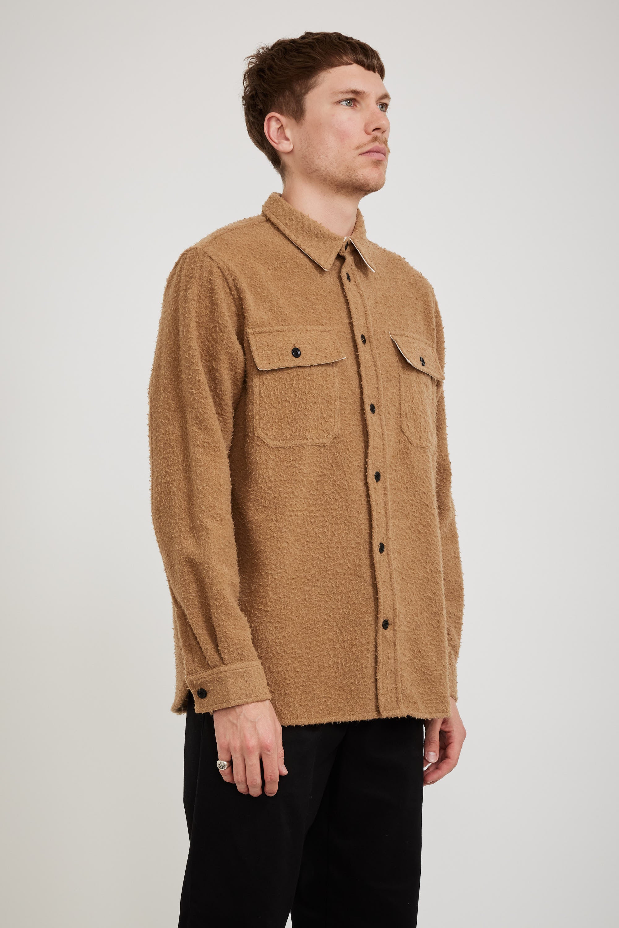 Norse Projects | Silas Textured Cotton Wool Overshirt Camel | Maplestore