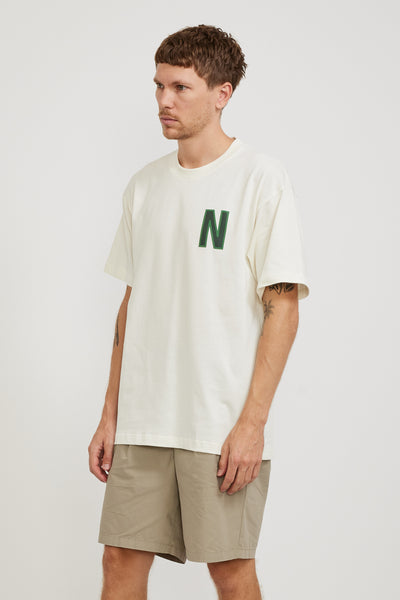 Norse Projects | Simon Loose Organic Heavy Jersey Large N T-Shirt Ecru | Maplestore