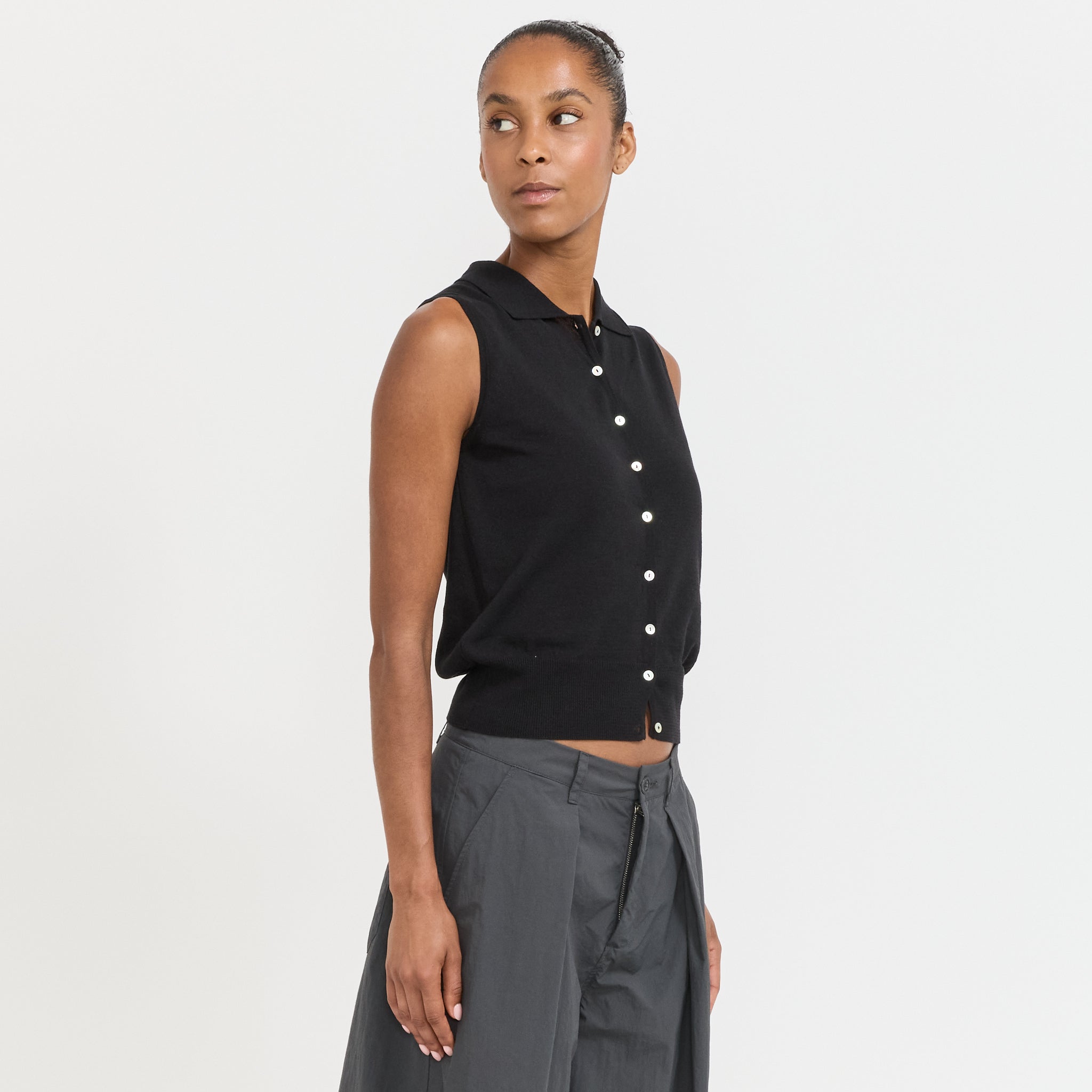 Lash Sleeveless Knit Top Black