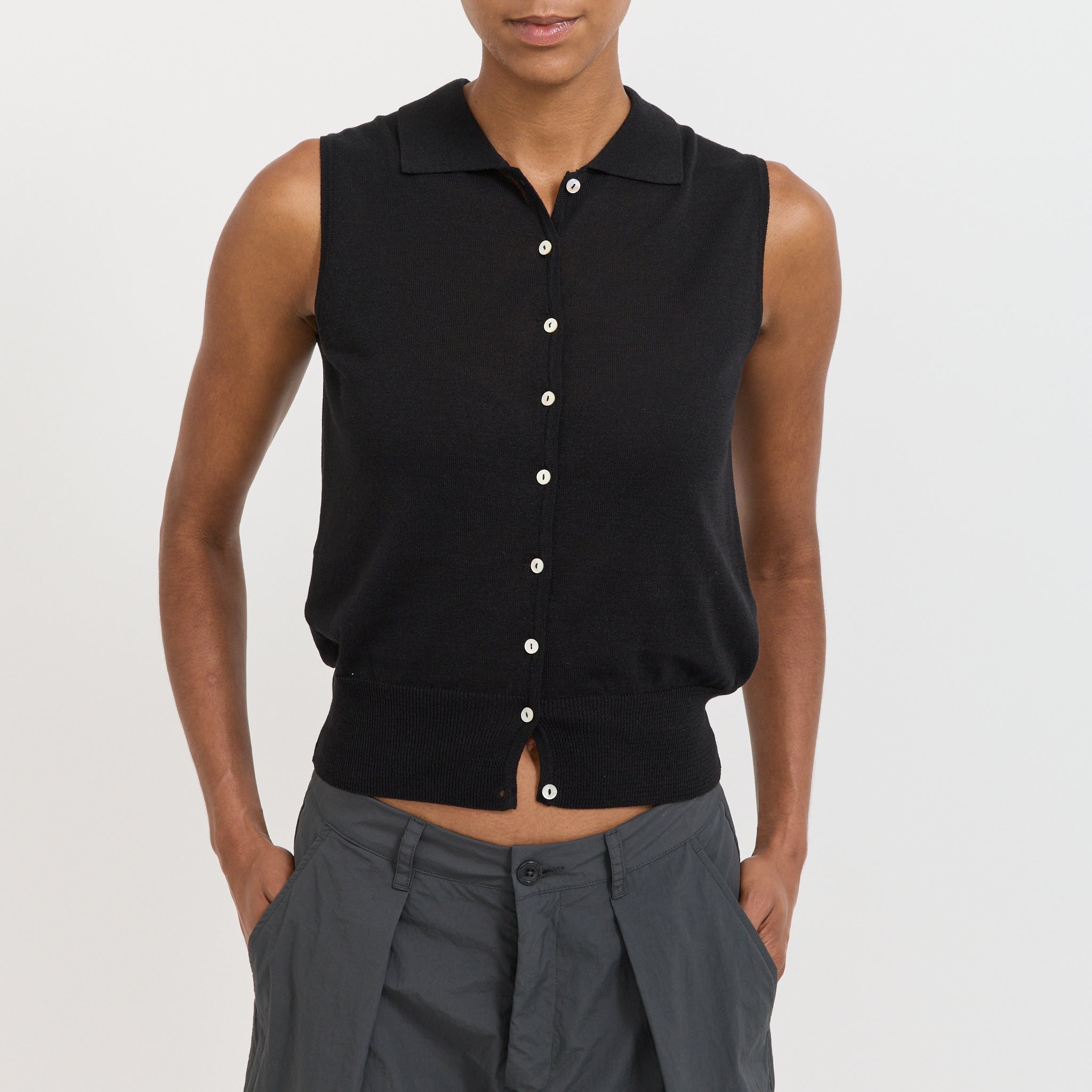 Lash Sleeveless Knit Top Black