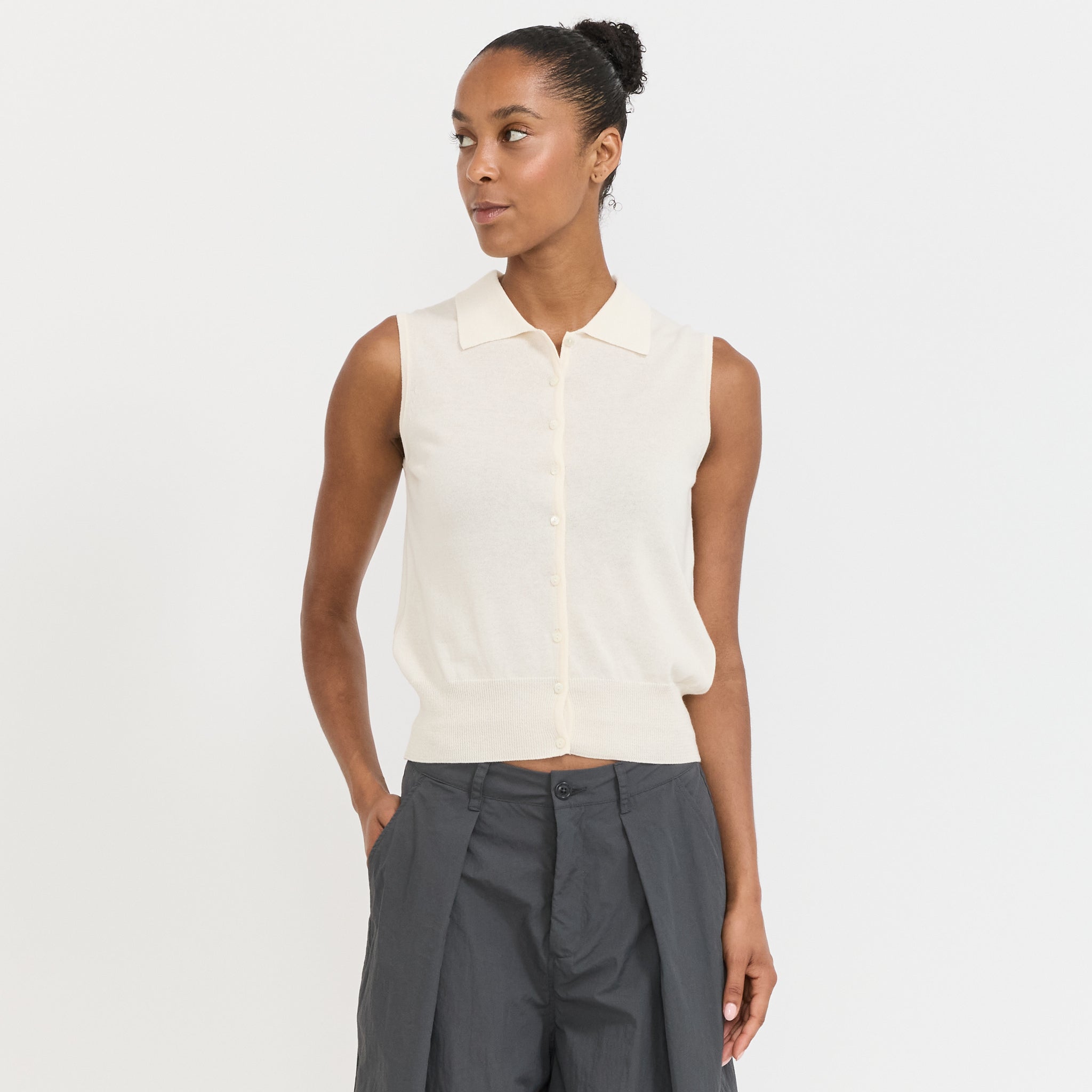 Lash Sleeveless Knit Top Ivory | Womens Knitwear by Nothing Written