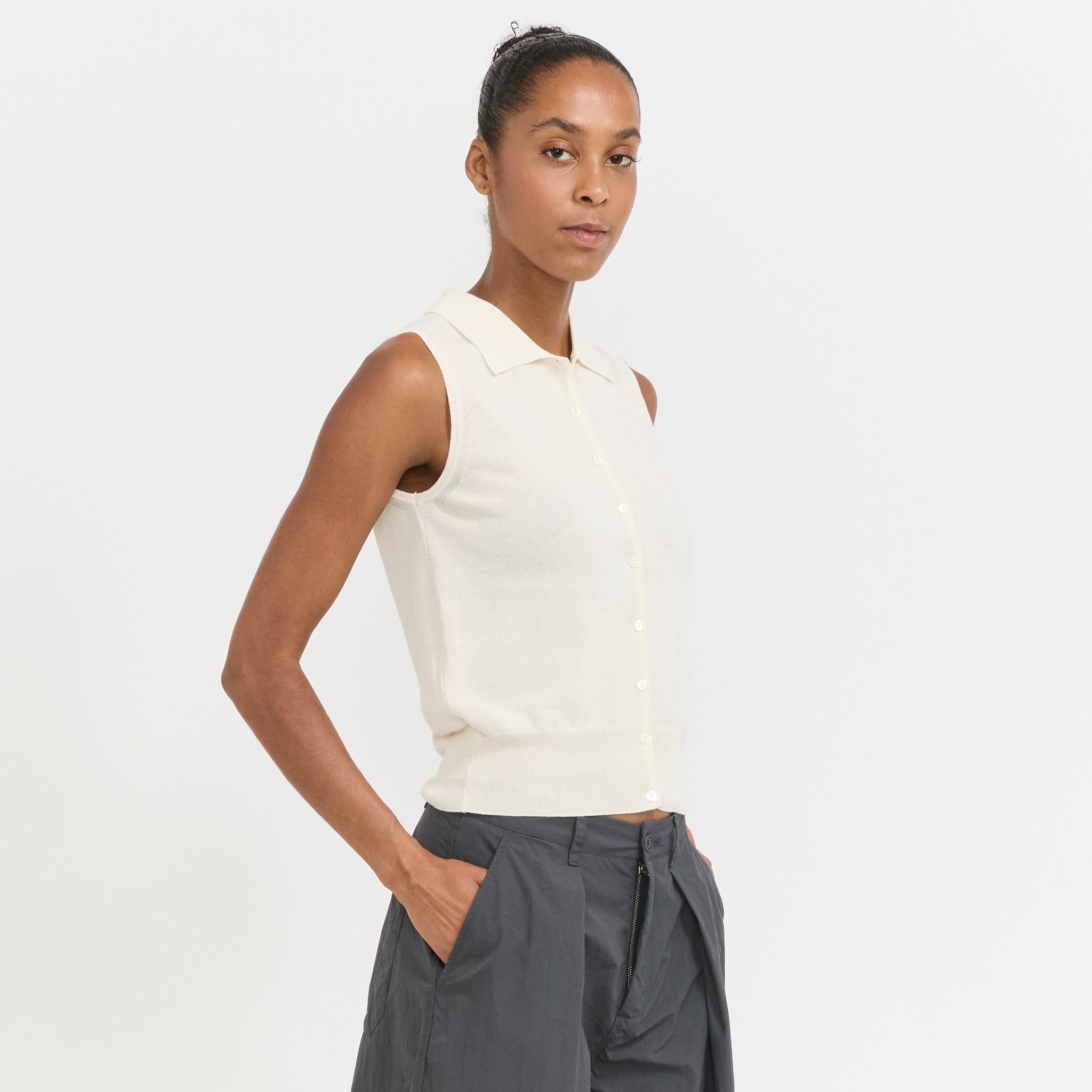 Lash Sleeveless Knit Top Ivory