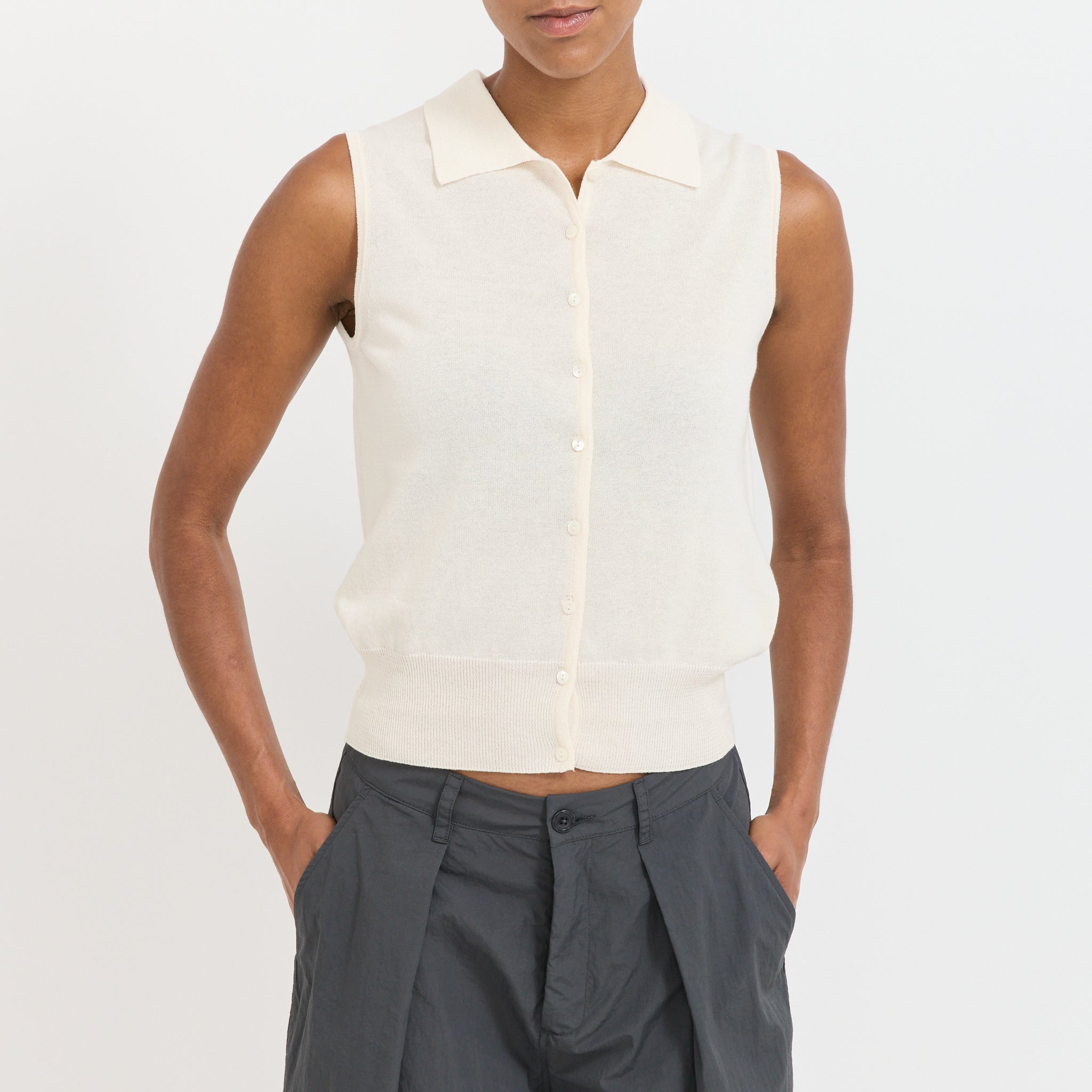 Lash Sleeveless Knit Top Ivory