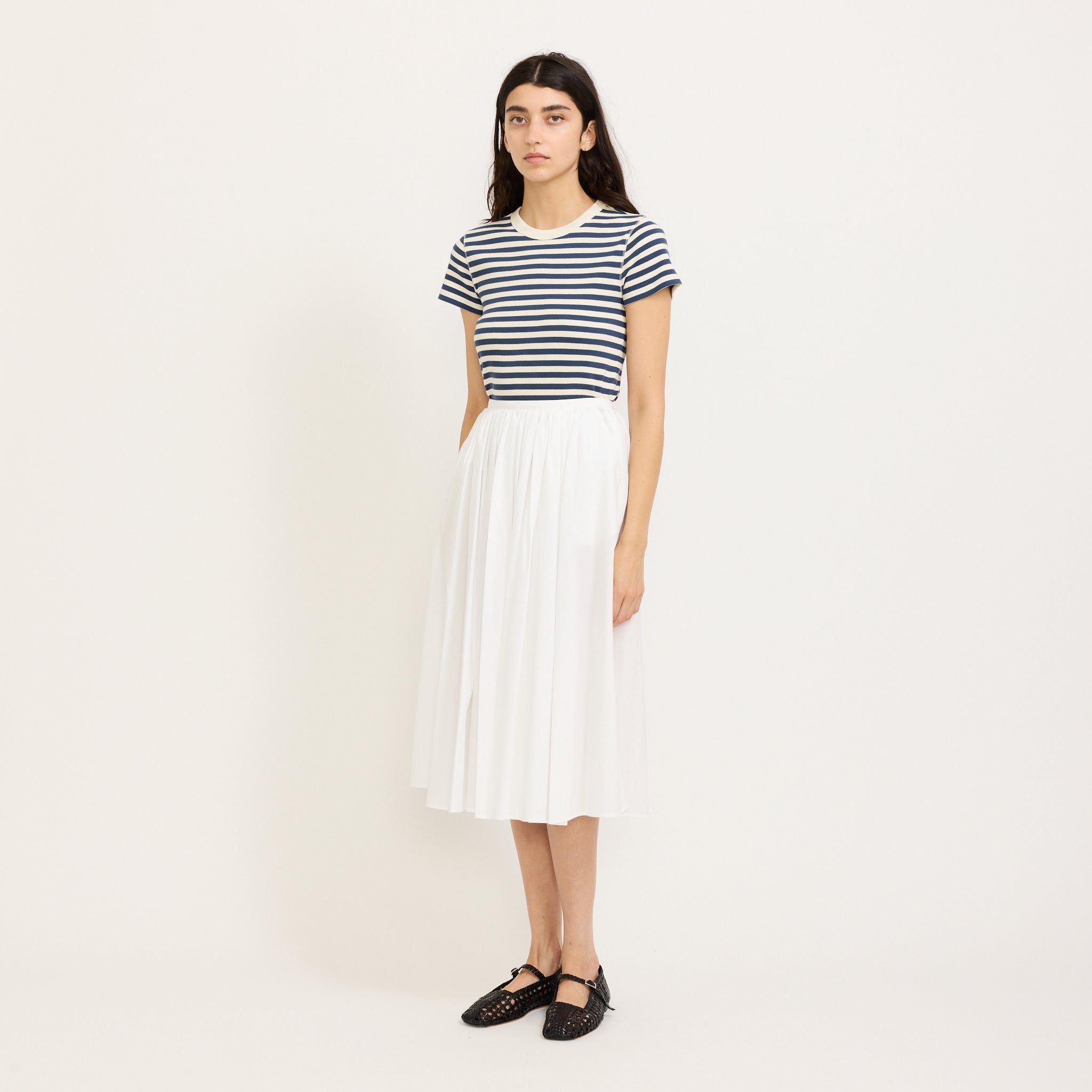 [NOTHING WRITTEN] Pippa stripe rib t-shirt ☆送料込☆ 3RD / Pippa stripe rib t-shirt (Ivory navy) - Nothing written