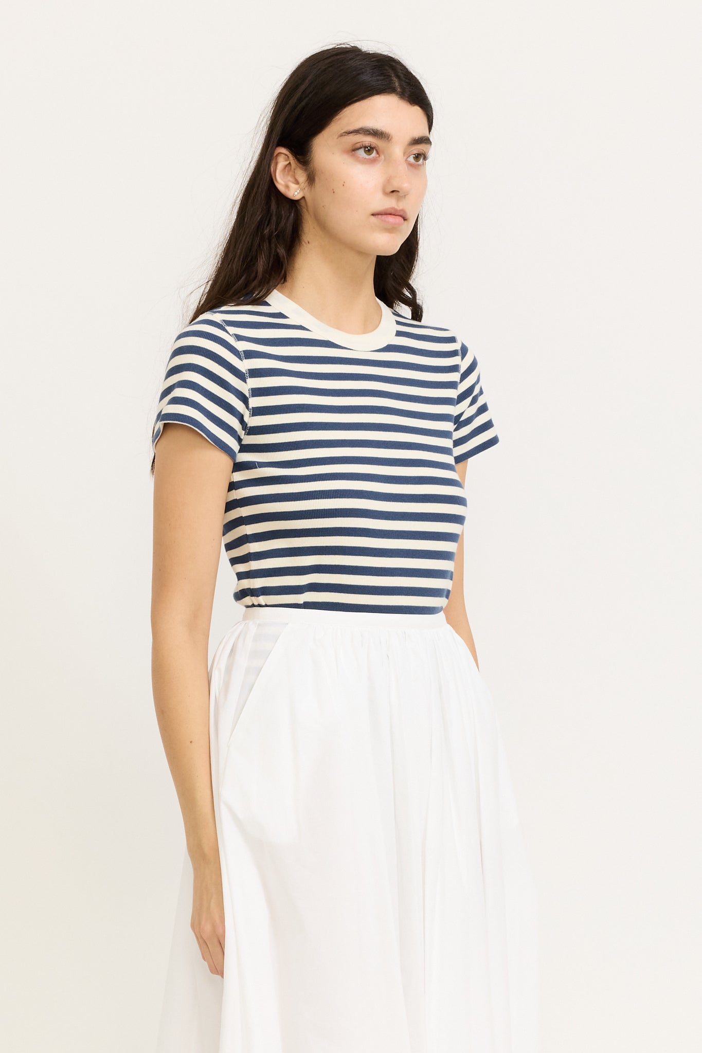 Pippa Stripe Rib Tee Ivory/Navy