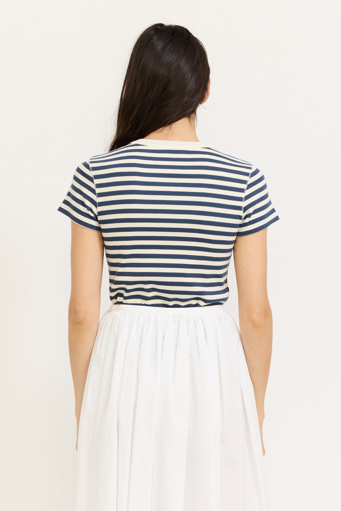 Nothing Written | Pippa Stripe Rib Tee Ivory/Navy | Maplestore