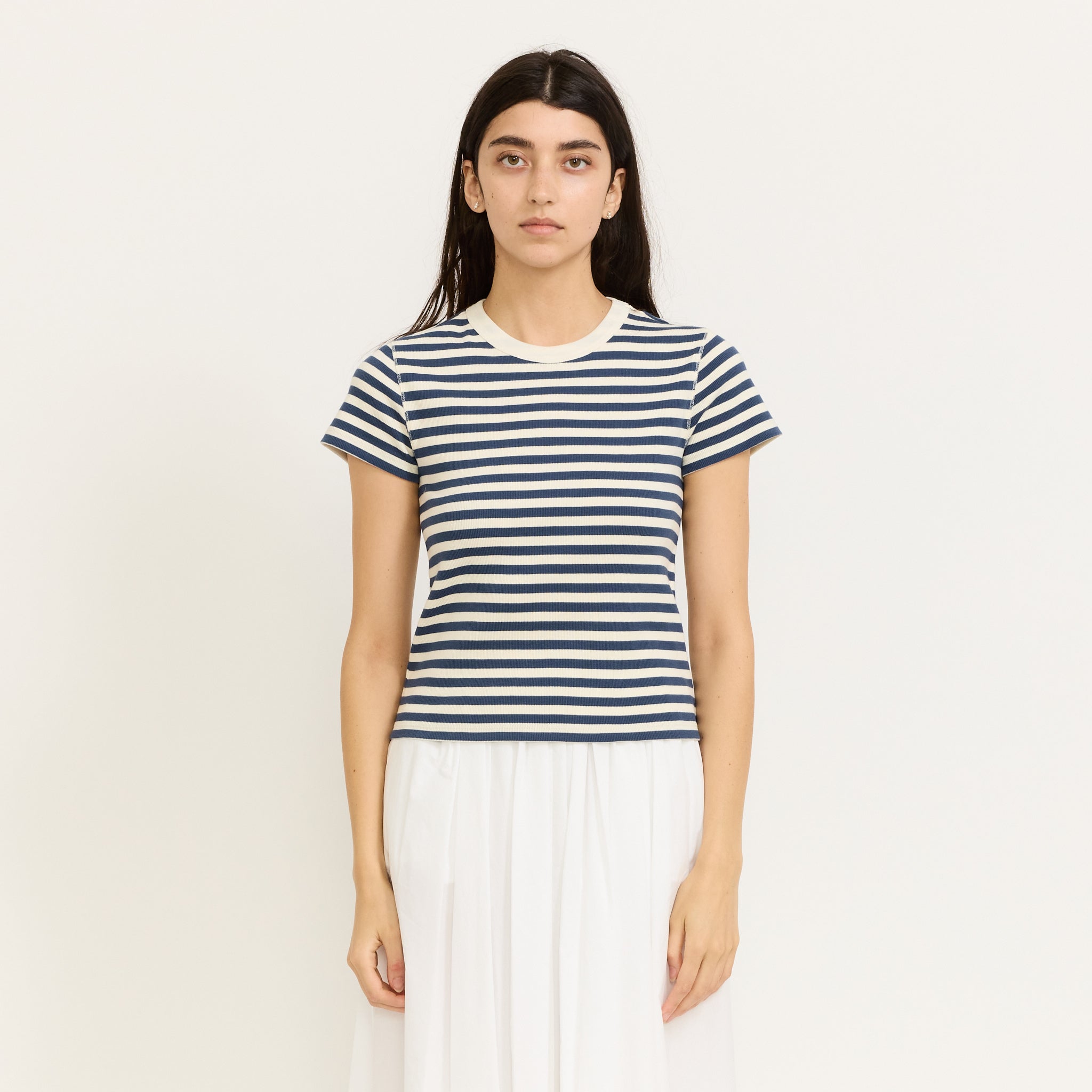 [NOTHING WRITTEN] Pippa stripe rib t-shirt ☆送料込☆ 3RD / Pippa stripe rib t-shirt (Ivory navy) - Nothing written