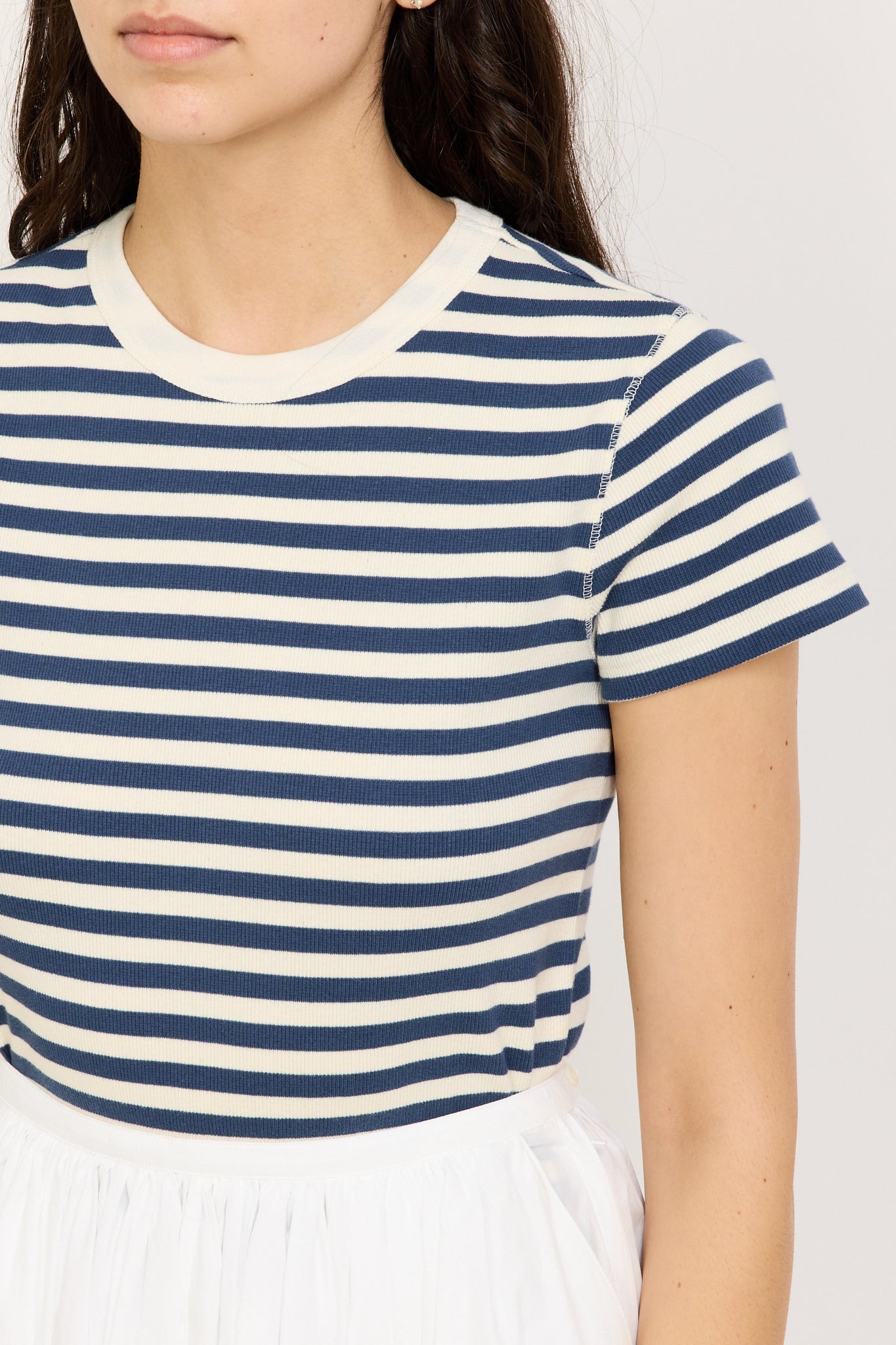 Nothing Written | Pippa Stripe Rib Tee Ivory/Navy | Maplestore