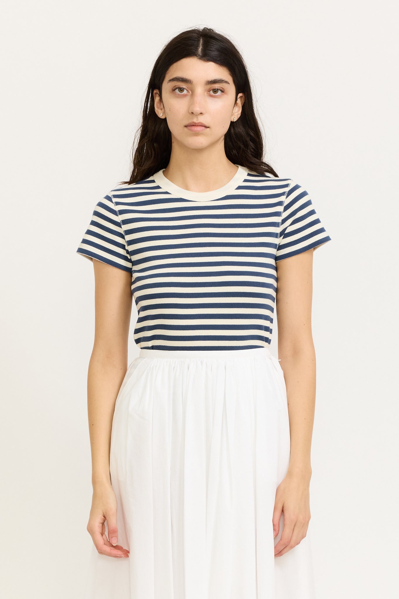 Pippa Stripe Rib Tee Ivory/Navy