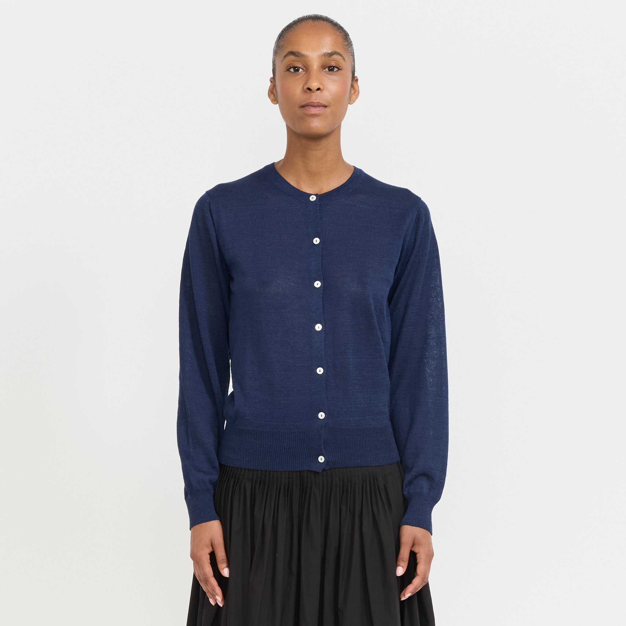 Rola Linen Cardigan Navy | Lightweight Womens Knitwear | Maplestore