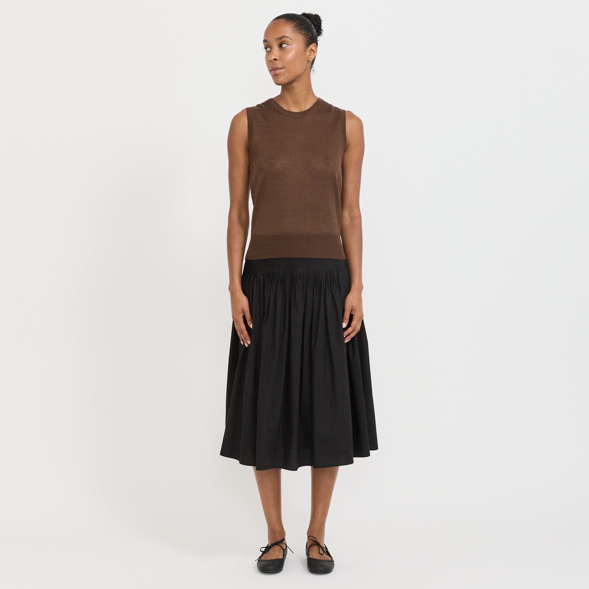 Rola Linen Sleeveless Knit Top Brown